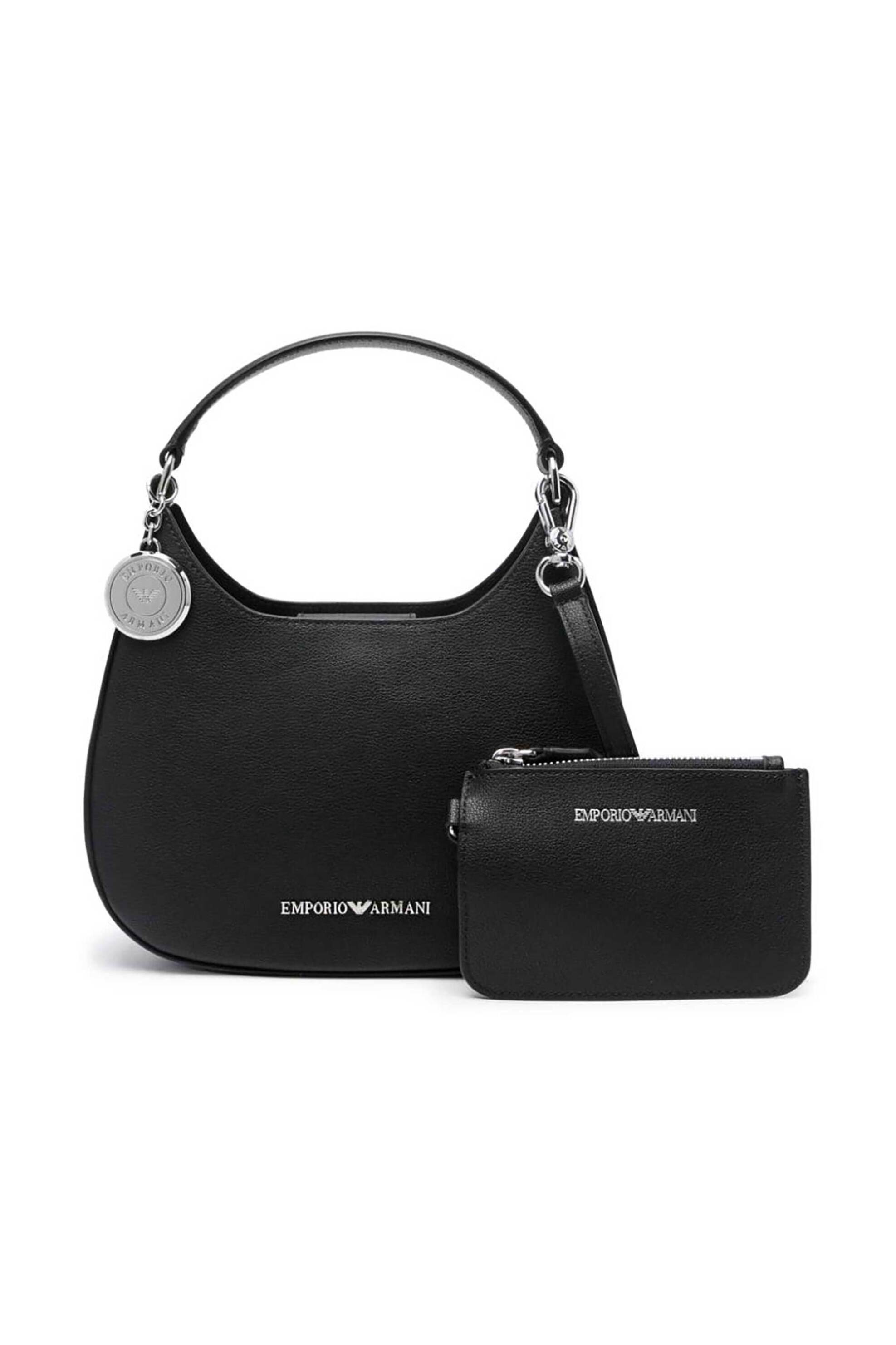 EMPORIO ARMANI Emporio Armani γυναικεία τσάντα χειρός μονόχρωμη με contrast μεταλλικό logo - Y3H324YWE9E Μαύρο
