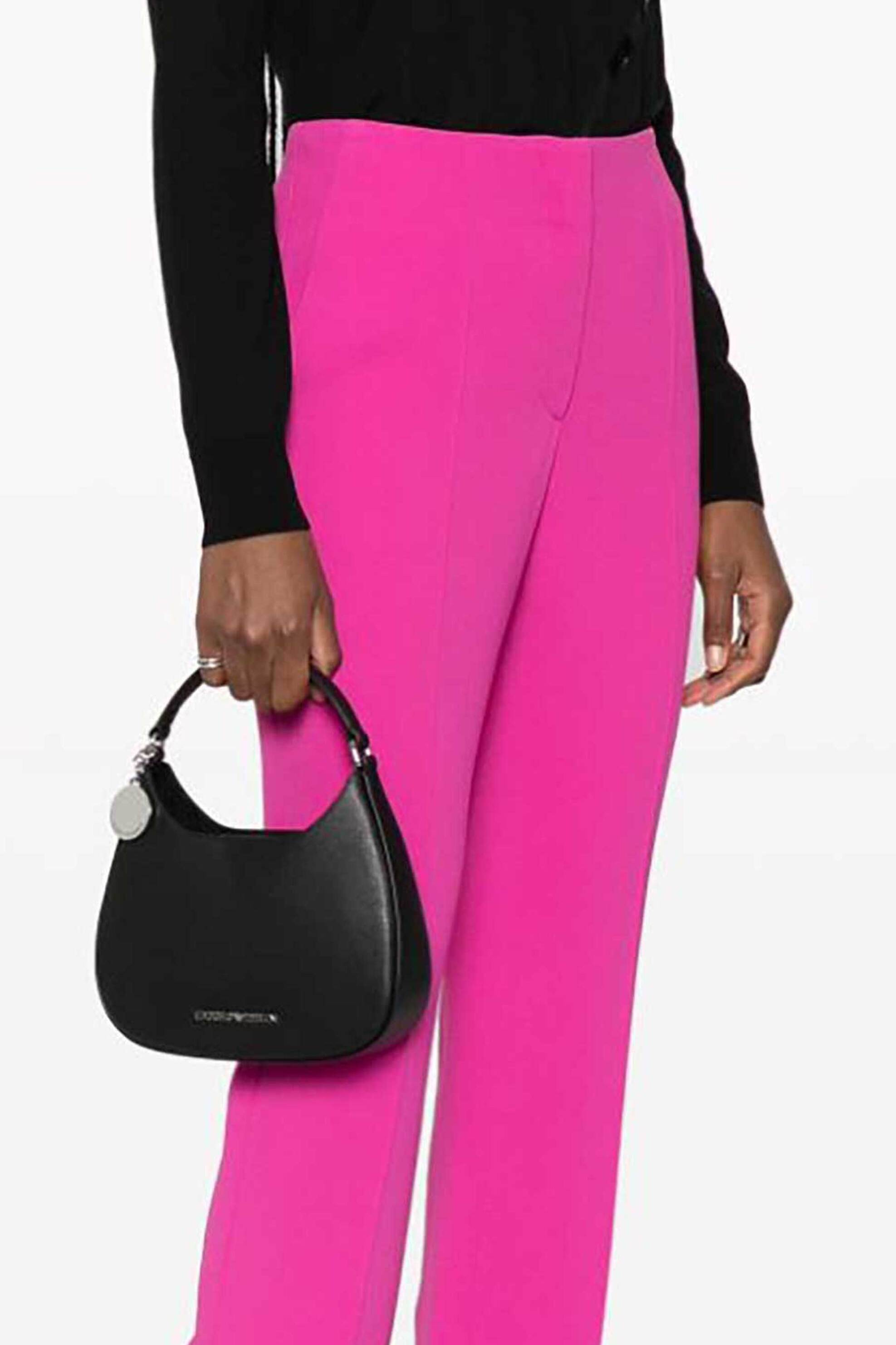 Emporio Armani γυναικεία τσάντα χειρός μονόχρωμη με contrast μεταλλικό logo - Y3H324YWE9E Μαύρο