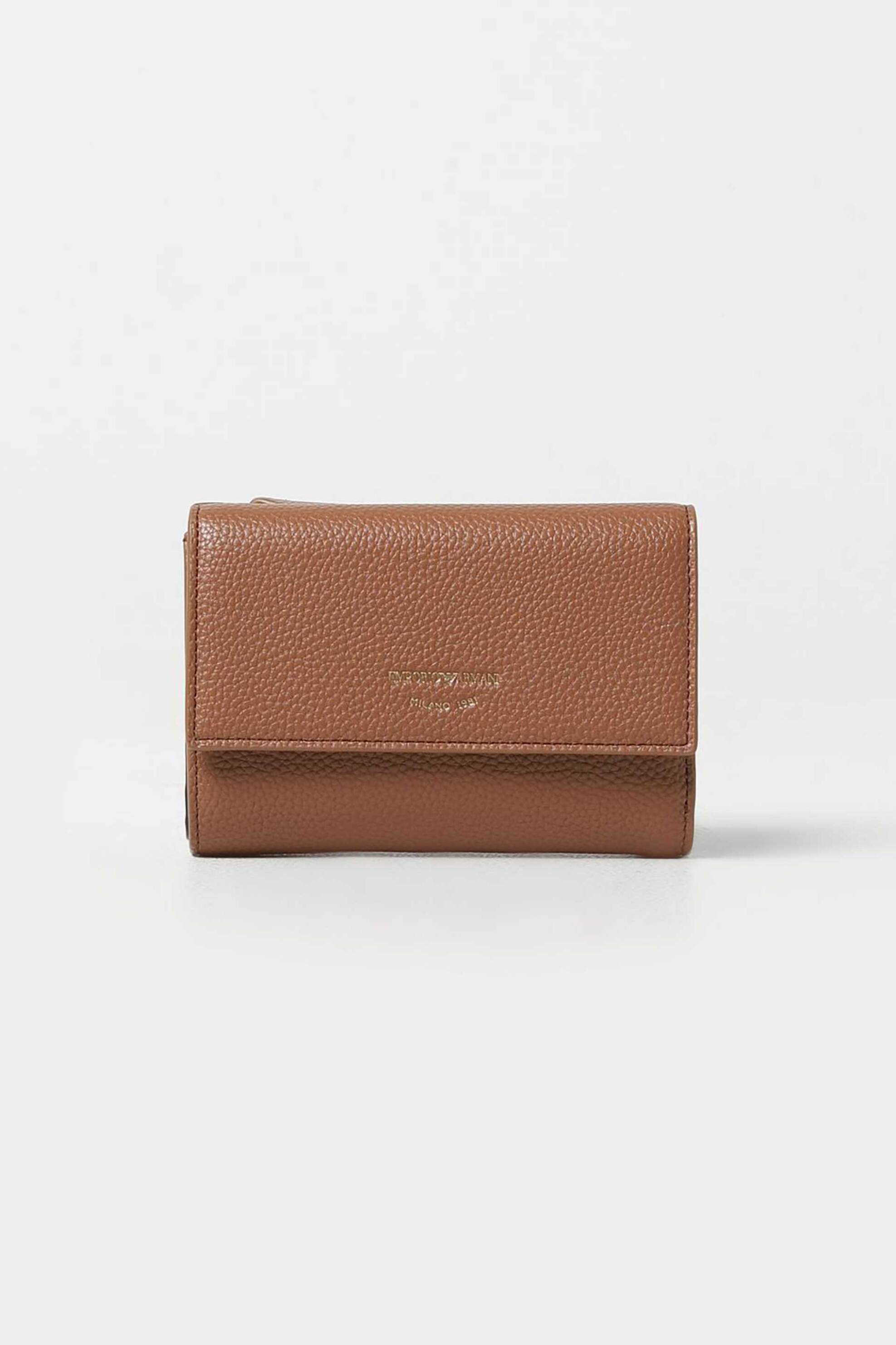 EMPORIO ARMANI Emporio Armani γυναικείο πορτοφόλι μονόχρωμο με contrast σταμπωτό λογότυπο - Y3H326YVZ7B Ταμπά