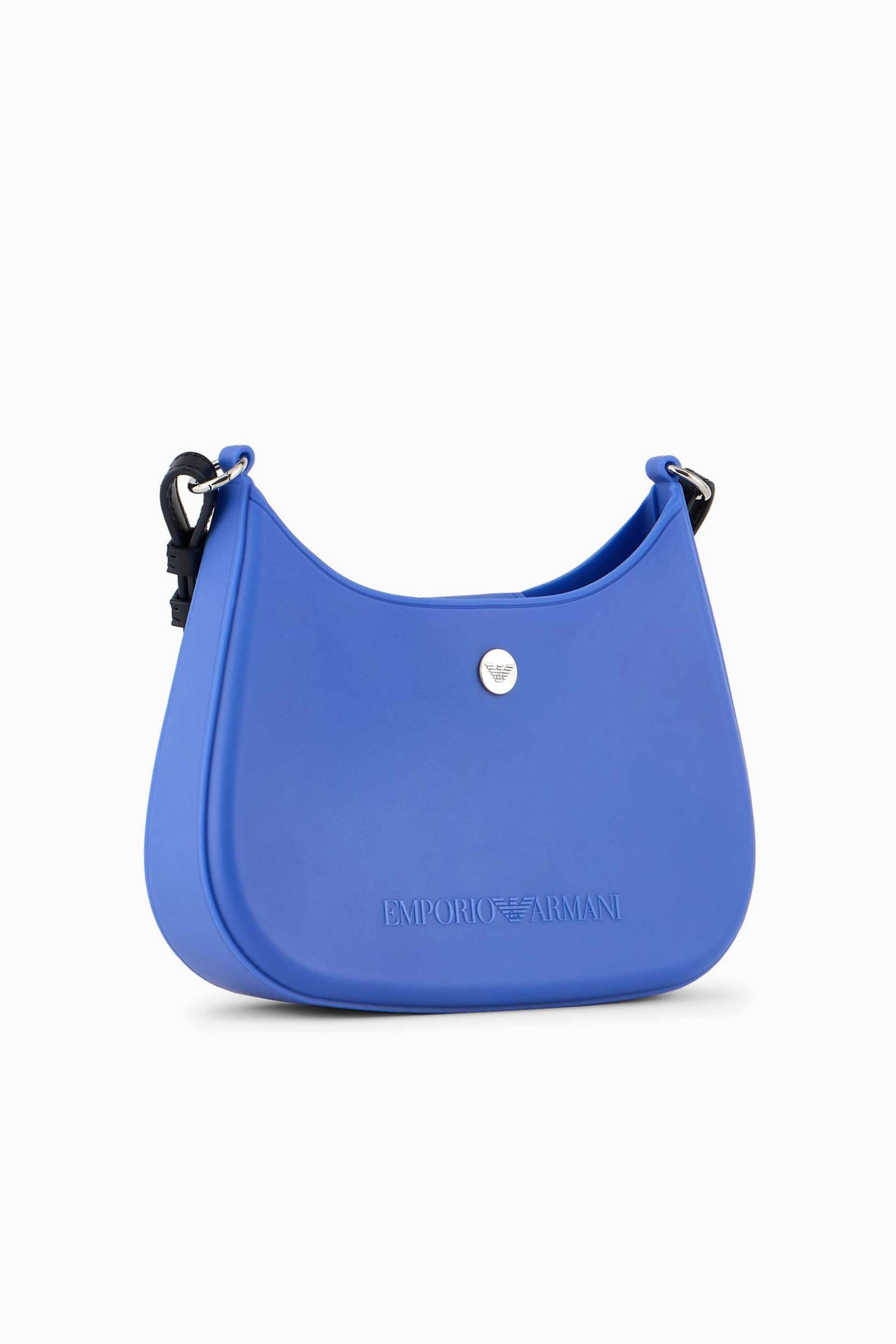 EMPORIO ARMANI Emporio Armani γυναικεία τσάντα ώμου μονόχρωμη με tone-on-tone ανάγλυφο λογότυπο - Y3H329YWI7E Μπλε - 3