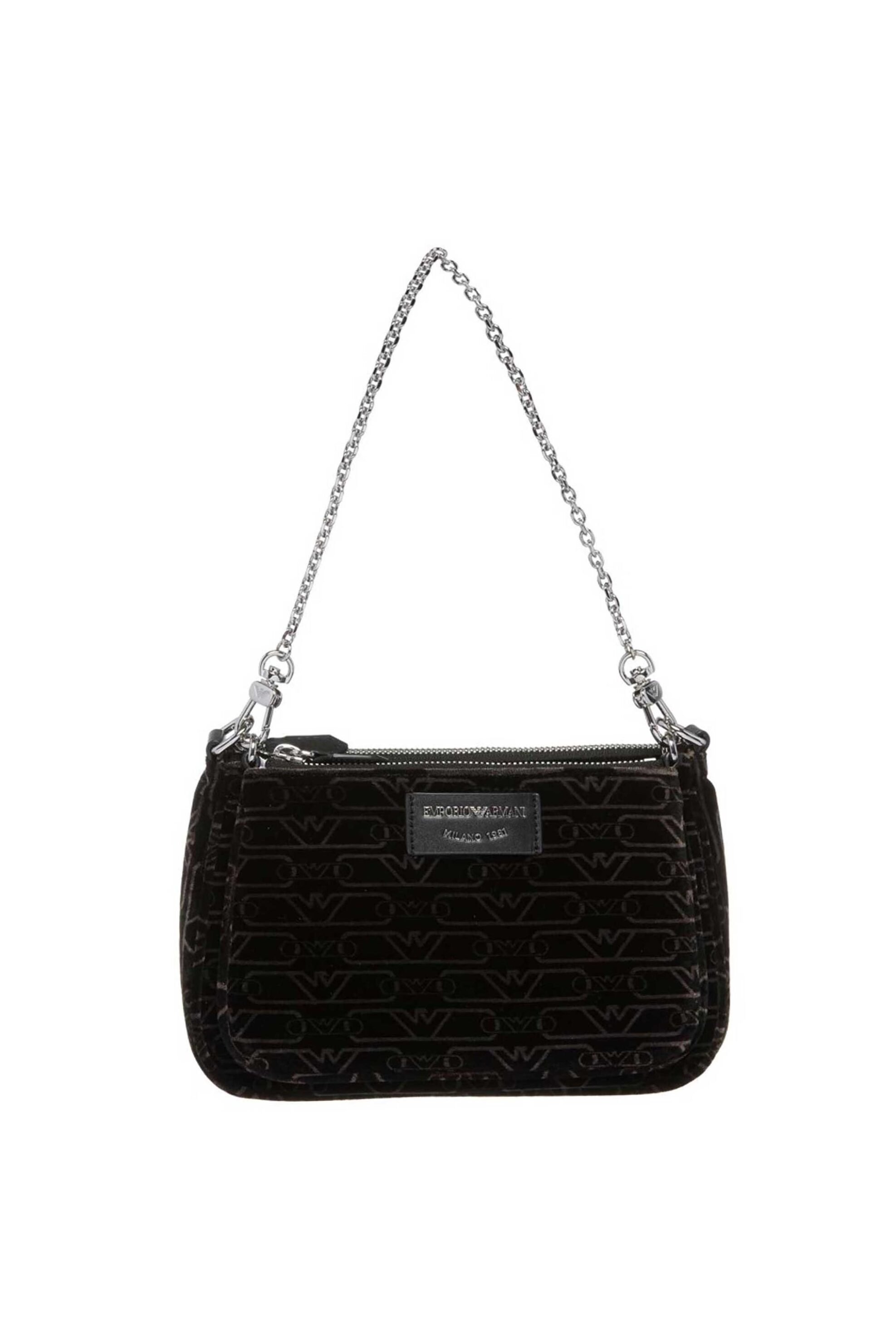 Emporio Armani γυναικεία τσάντα ώμου με all-over logo κ αλυσίδα - Y3H317YZZ7E Μαύρο
