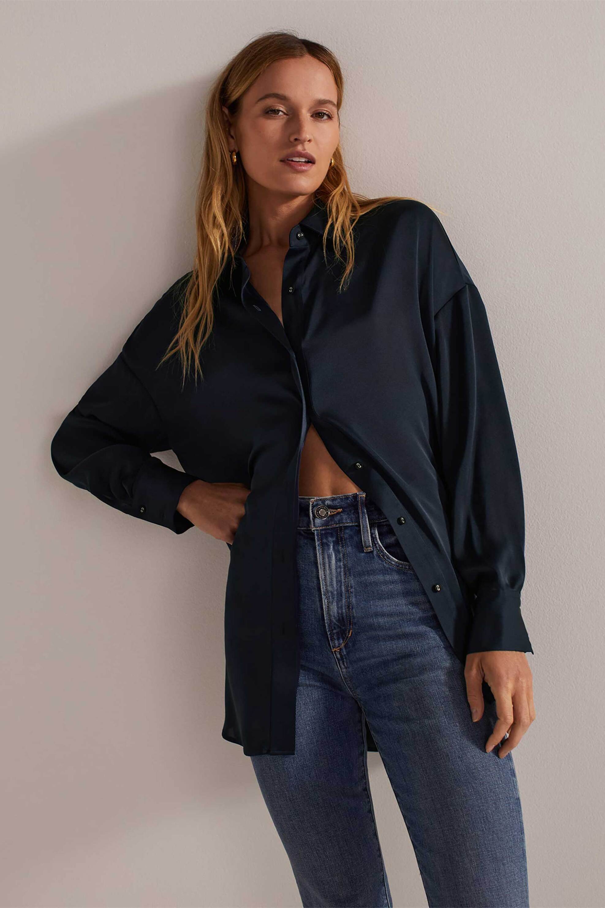 Favorite Daughter γυναικείο πουκάμισο relaxed fit "The Smooth Ex-Boyfriend" - 45FEC9SS1005-NVY Σκούρο Μπλε