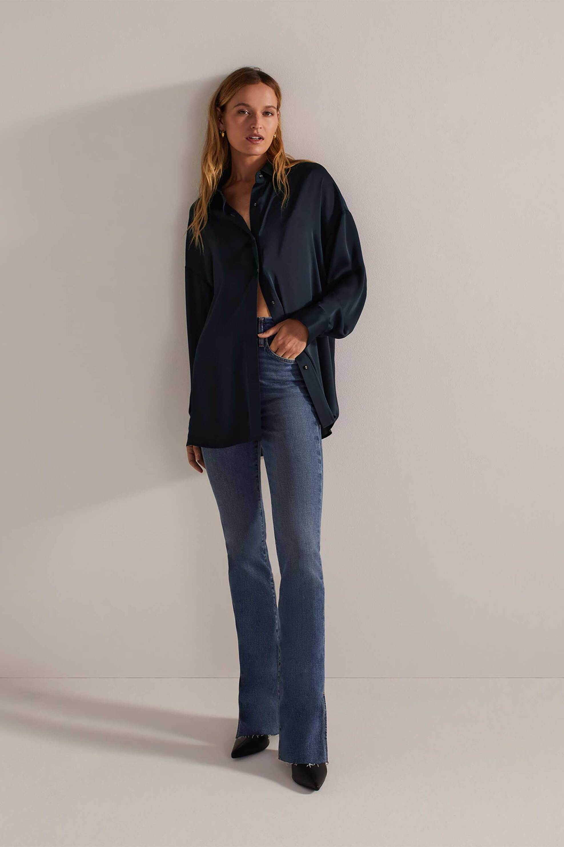 FAVORITE DAUGHTER Favorite Daughter γυναικείο πουκάμισο relaxed fit "The Smooth Ex-Boyfriend" - 45FEC9SS1005-NVY Σκούρο Μπλε - 2