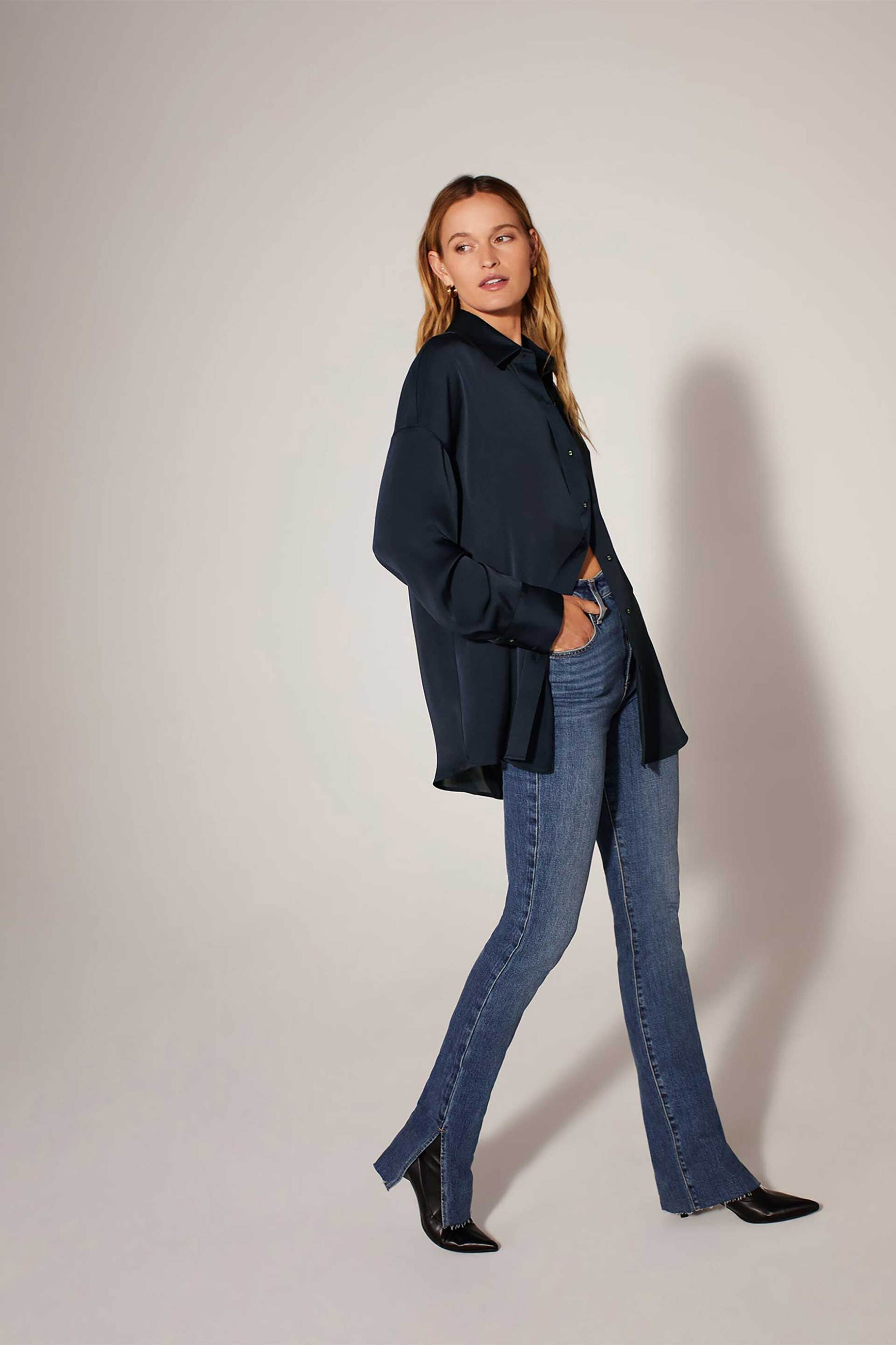 FAVORITE DAUGHTER Favorite Daughter γυναικείο πουκάμισο relaxed fit "The Smooth Ex-Boyfriend" - 45FEC9SS1005-NVY Σκούρο Μπλε - 3