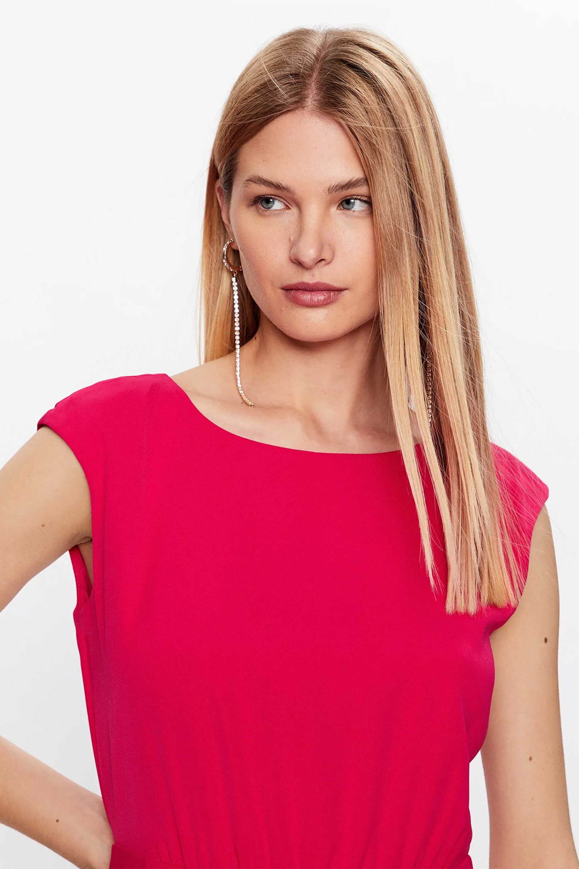 DKNY γυναικείο midi φόρεμα μονόχρωμο με σκίσιμο μπροστά - DD3E2011 Φούξια φωτογραφία