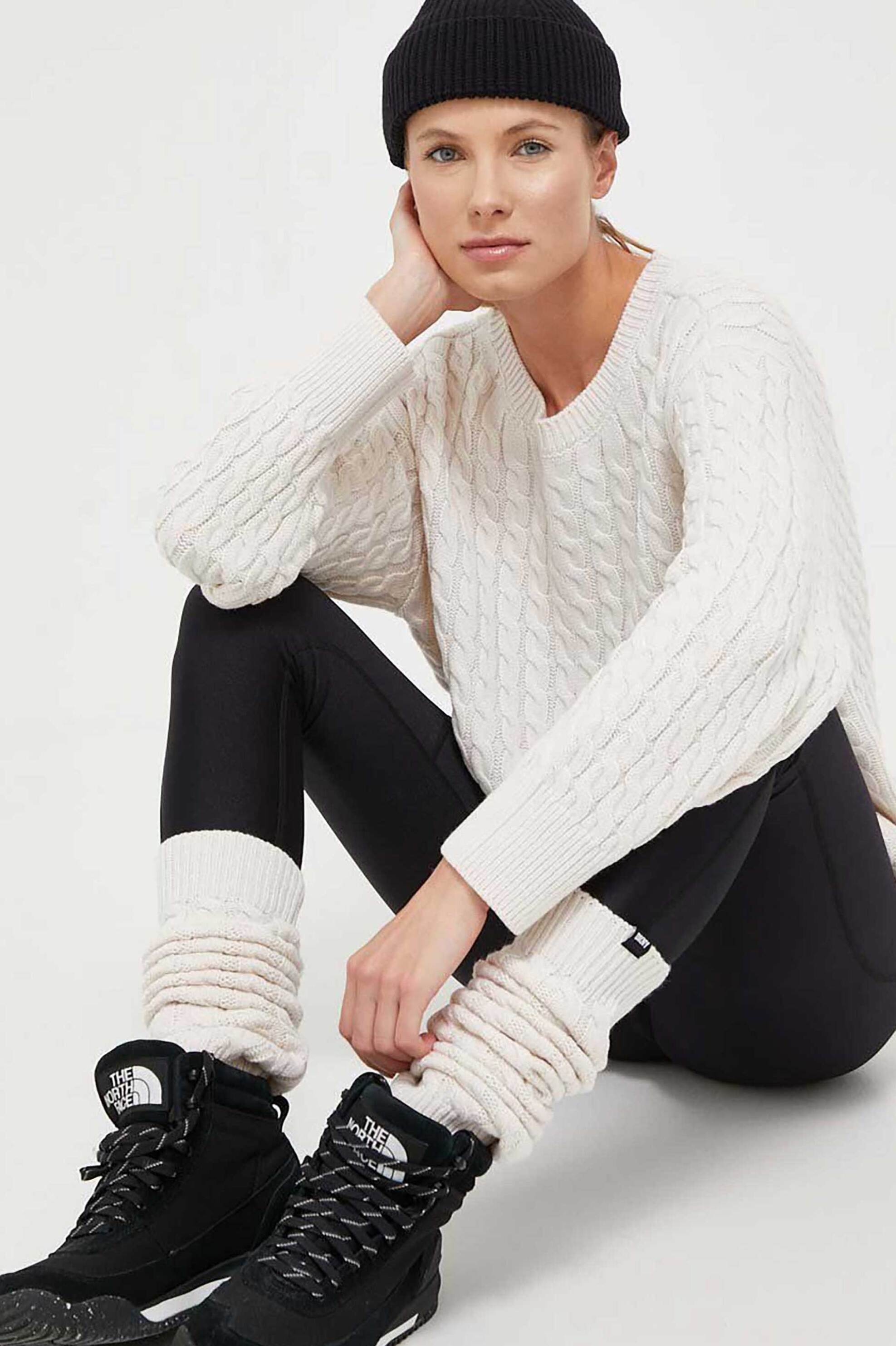 DKNY DKNY γυναικείο σετ ρούχων με πουλόβερ και γκέτες μονόχρωμα με ανάγλυφο σχέδιο (2 τεμάχια) - DP3T9512 Εκρού