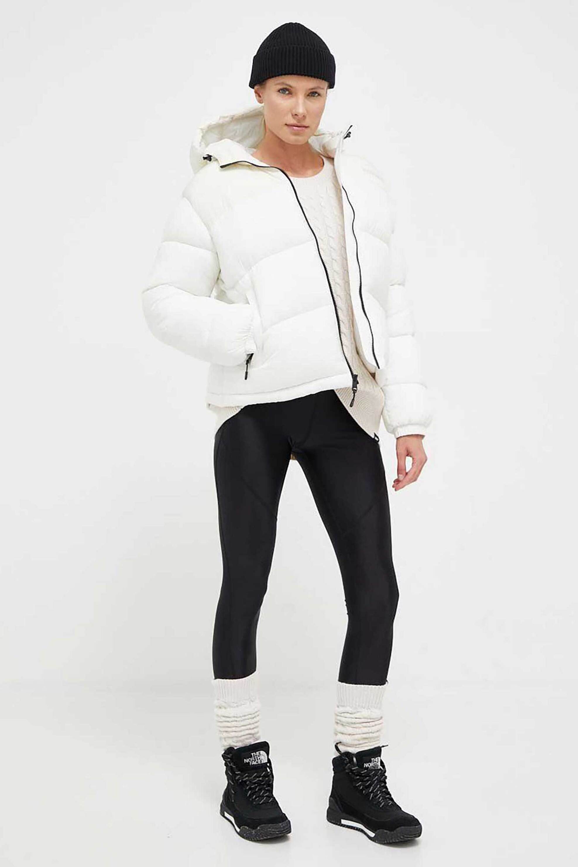 DKNY γυναικείο σετ ρούχων με πουλόβερ και γκέτες μονόχρωμα με ανάγλυφο σχέδιο (2 τεμάχια) - DP3T9512 Εκρού φωτογραφία