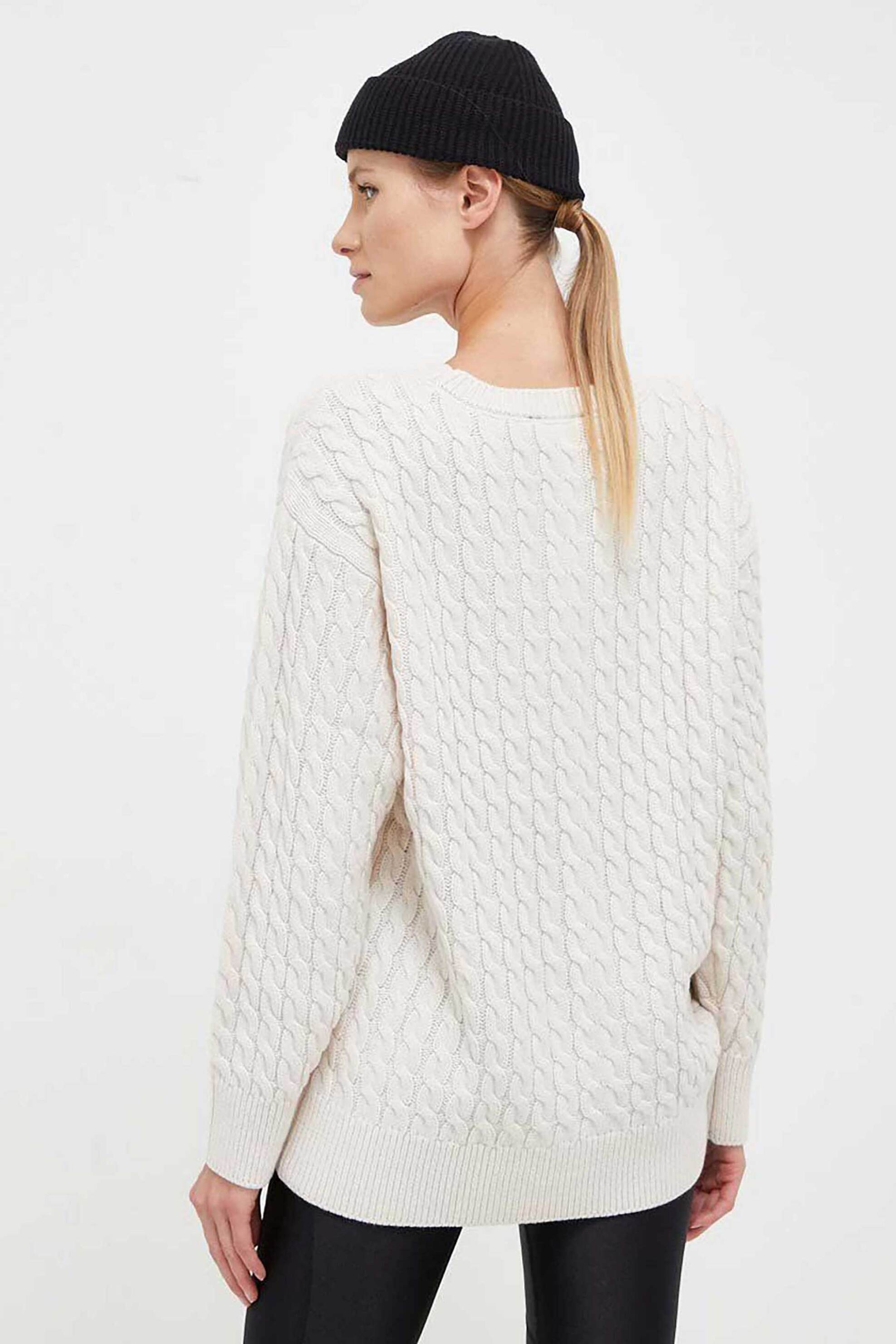 DKNY γυναικείο σετ ρούχων με πουλόβερ και γκέτες μονόχρωμα με ανάγλυφο σχέδιο (2 τεμάχια) - DP3T9512 Εκρού φωτογραφία