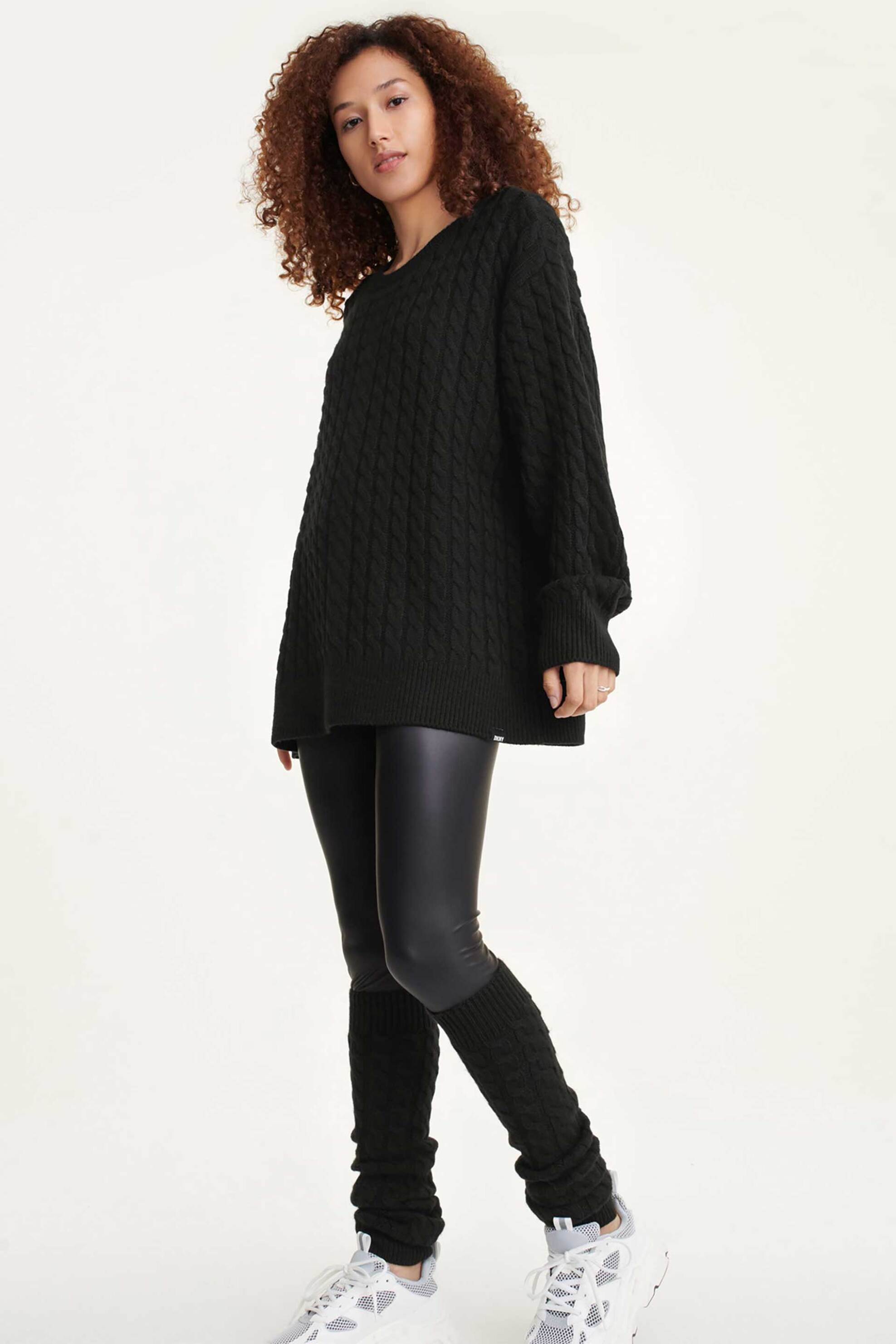 DKNY DKNY γυναικείο σετ ρούχων με πουλόβερ και γκέτες μονόχρωμα με ανάγλυφο σχέδιο (2 τεμάχια) - DP3T9512 Μαύρο