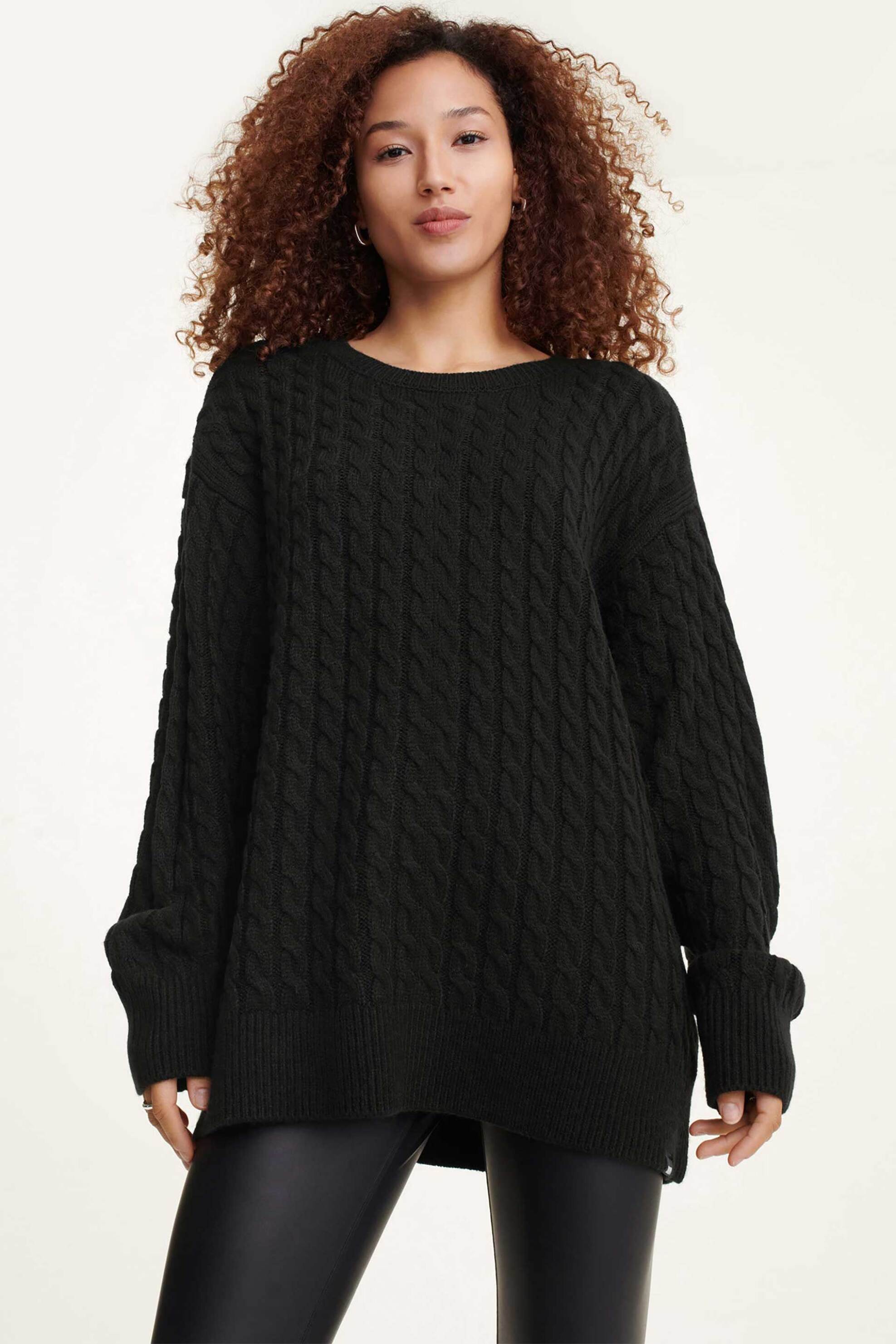 DKNY γυναικείο σετ ρούχων με πουλόβερ και γκέτες μονόχρωμα με ανάγλυφο σχέδιο (2 τεμάχια) - DP3T9512 Μαύρο φωτογραφία