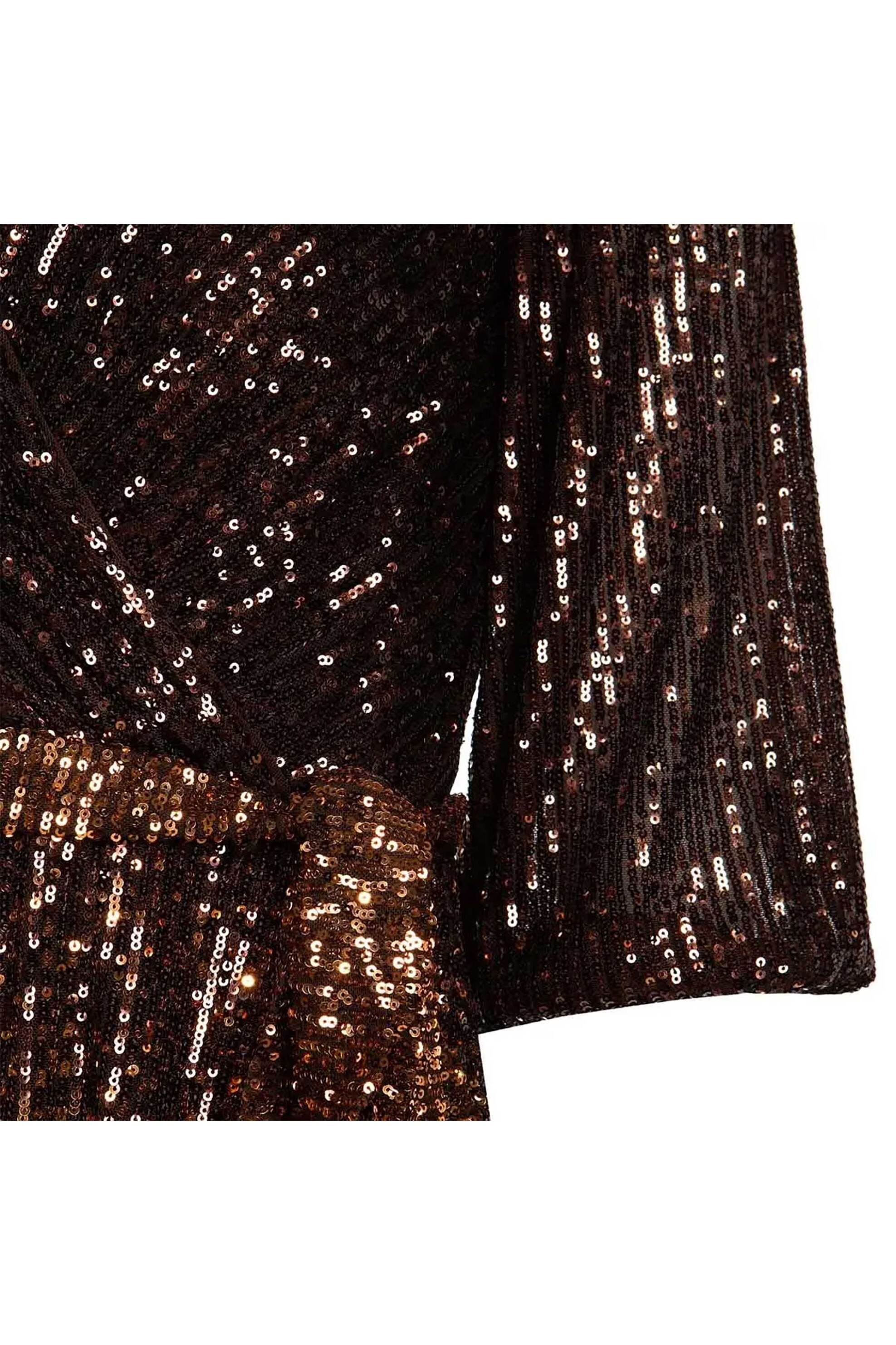 DKNY γυναικείο midi φόρεμα κρουαζέ με παγιέτες - DD3HR967 Καφέ φωτογραφία