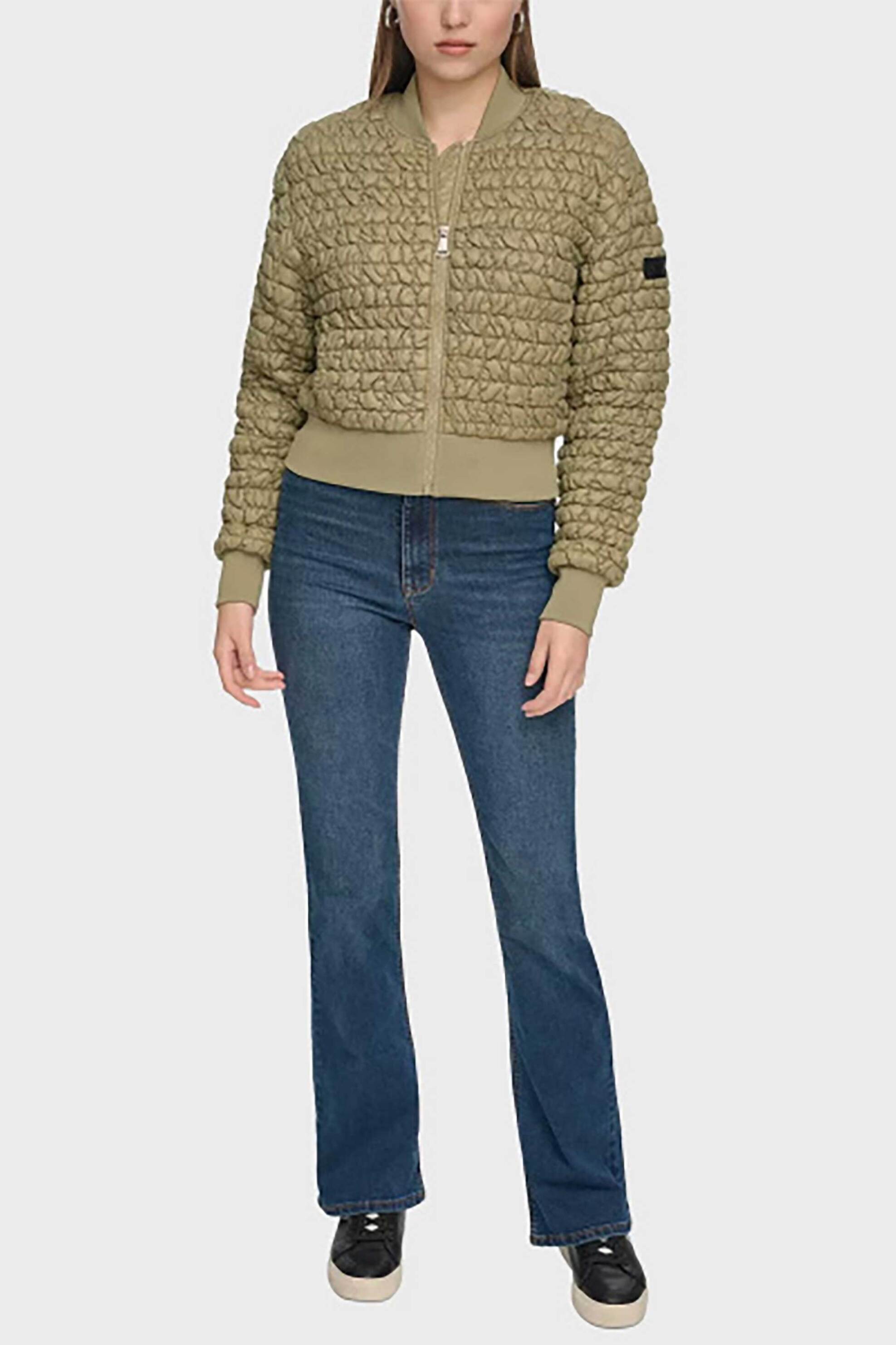 DKNY γυναικείο bomber jacket μονόχρωμο με all-over ανάγλυφο σχέδιο - E3HC7UFB Λαδί φωτογραφία