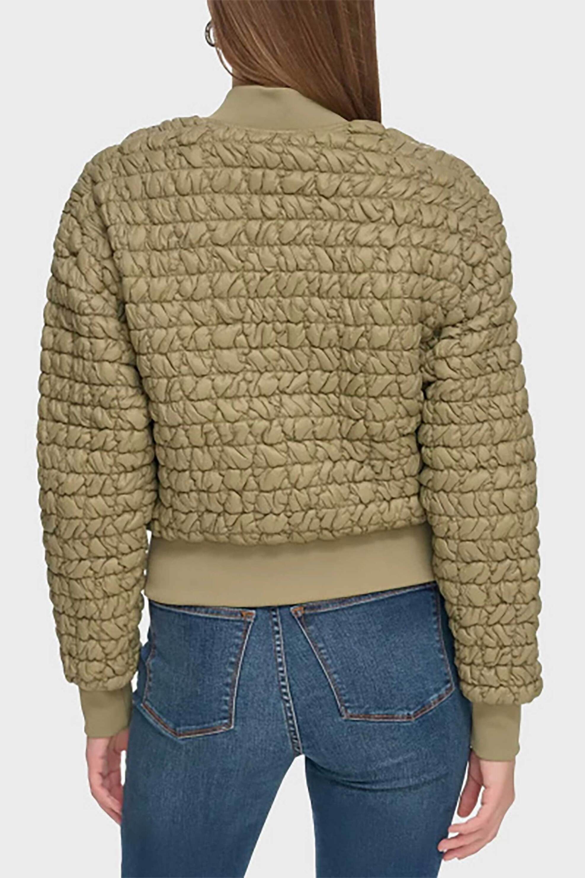 DKNY γυναικείο bomber jacket μονόχρωμο με all-over ανάγλυφο σχέδιο - E3HC7UFB Λαδί φωτογραφία