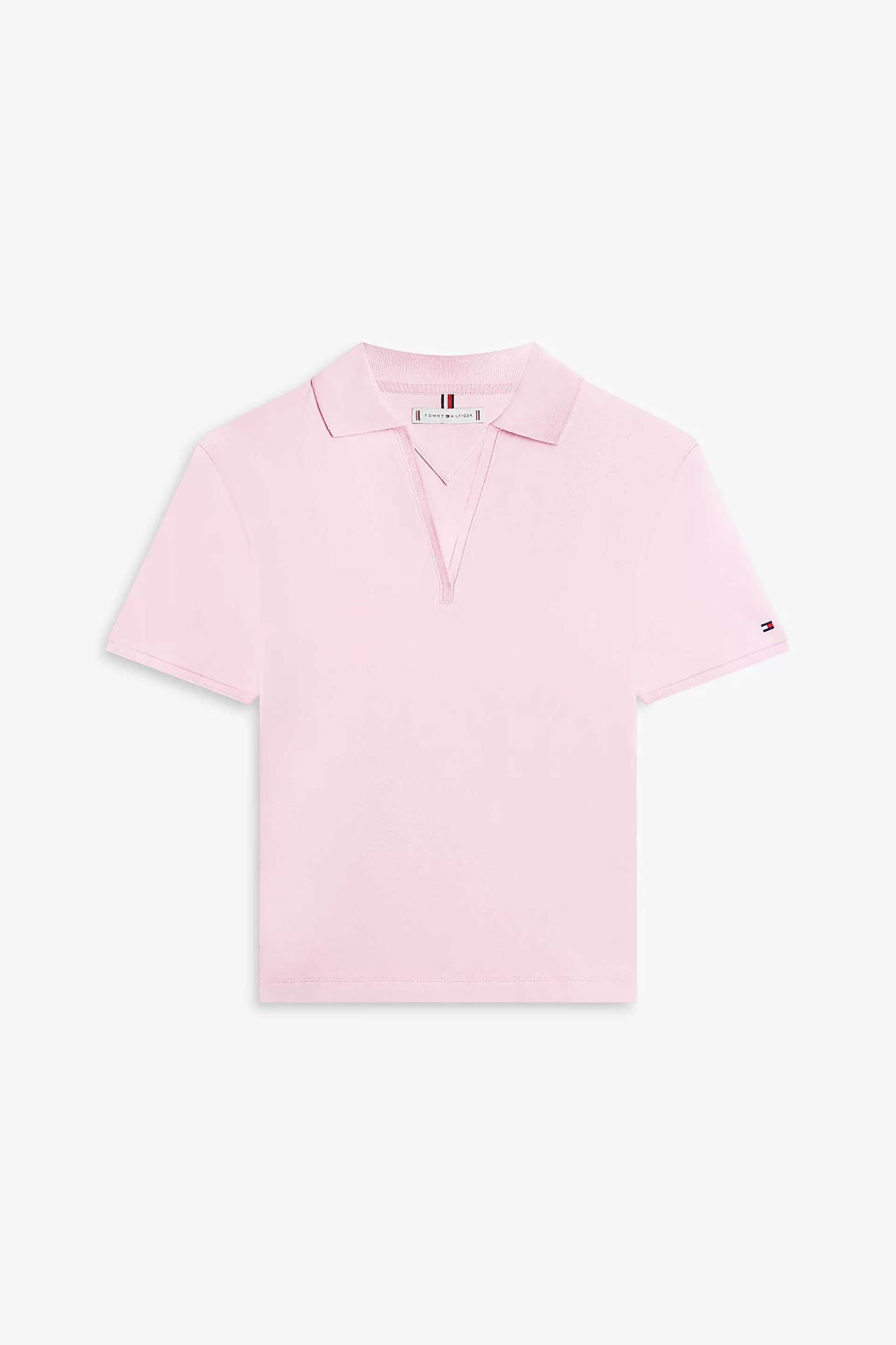TOMMY HILFIGER Tommy Hilfiger γυναικεία μπλούζα πόλο πικέ με V Relaxed Fit - WW0WW48720 Ροζ - 4