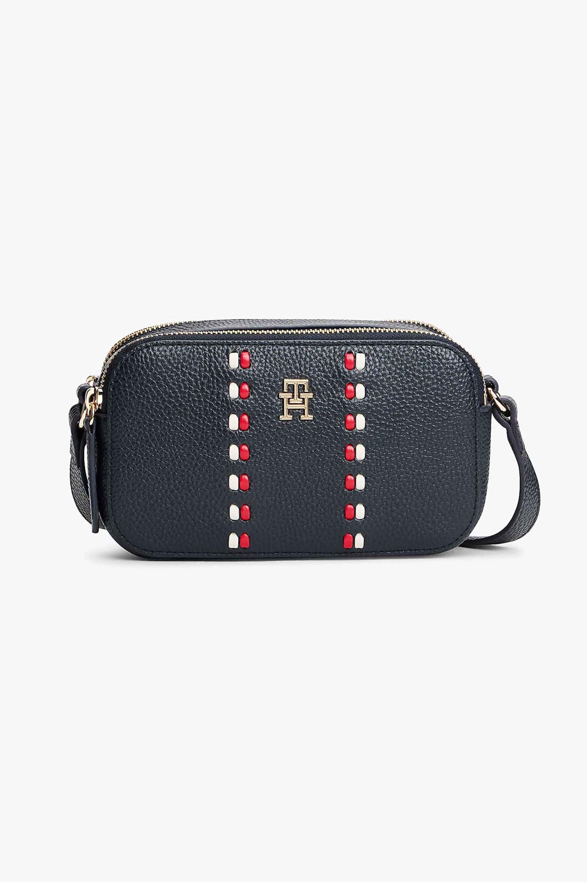 Tommy Hilfiger γυναικεία τσάντα crossbody με μεταλλικό monogram "TH Timeless Camera Bag" - AW0AW18153 Σκούρο Μπλε