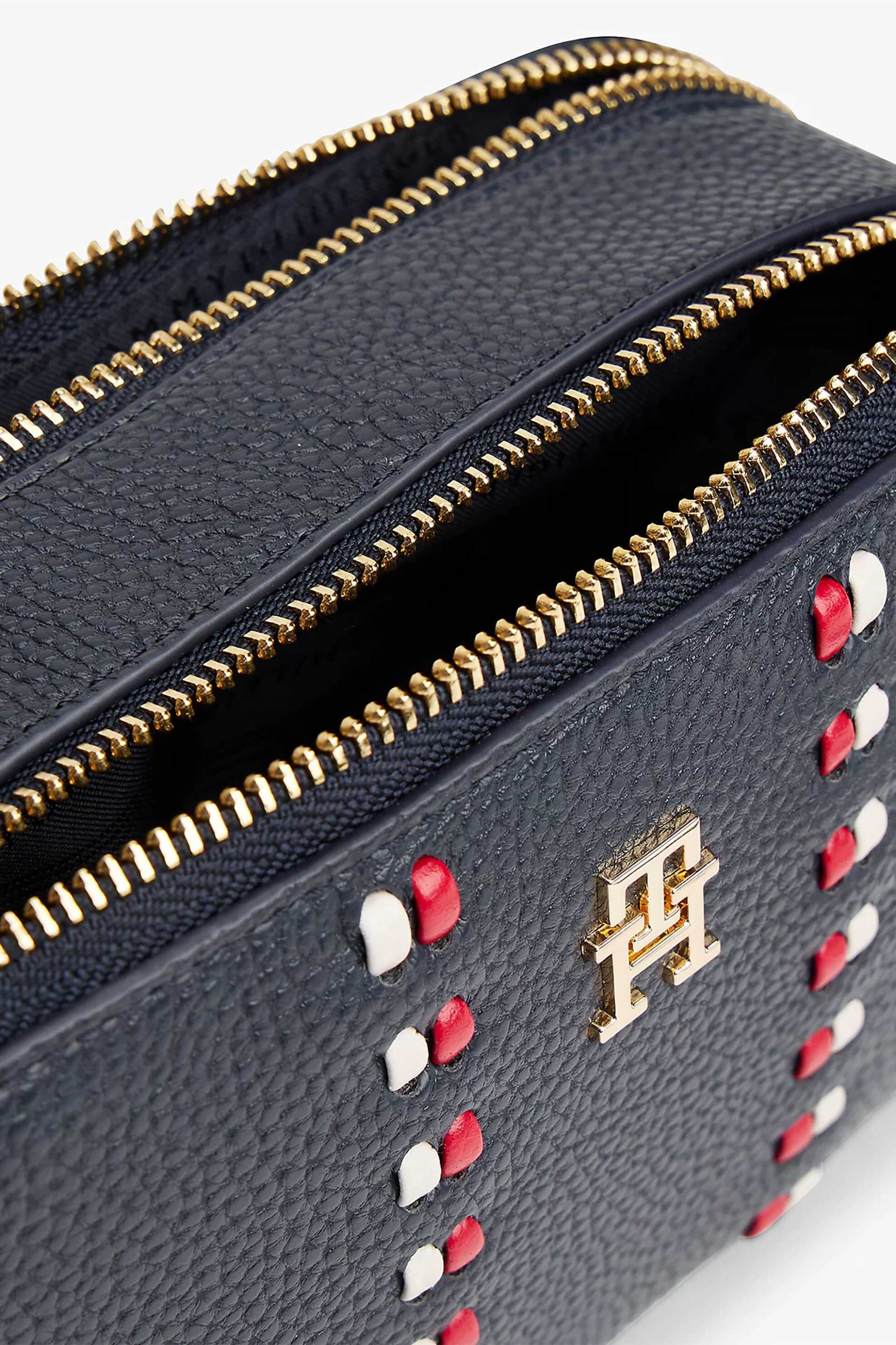 Tommy Hilfiger Γυναικεία Τσάντα Crossbody με Μεταλλικό Monogram Th Timeless Camera Bag - Aw0Aw18153 Σκούρο Μπλε