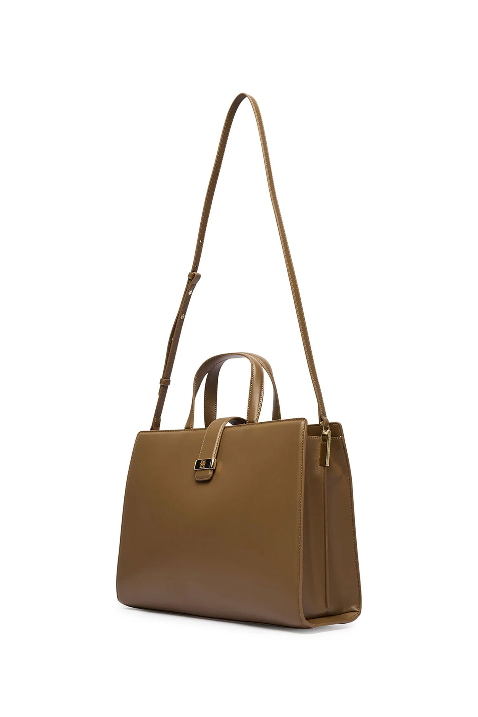 TOMMY HILFIGER Tommy Hilfiger τσάντα χειρός με μεταλλικό λογότυπο "TH Heritage Satchel" - AW0AW18287 Καφέ - 2