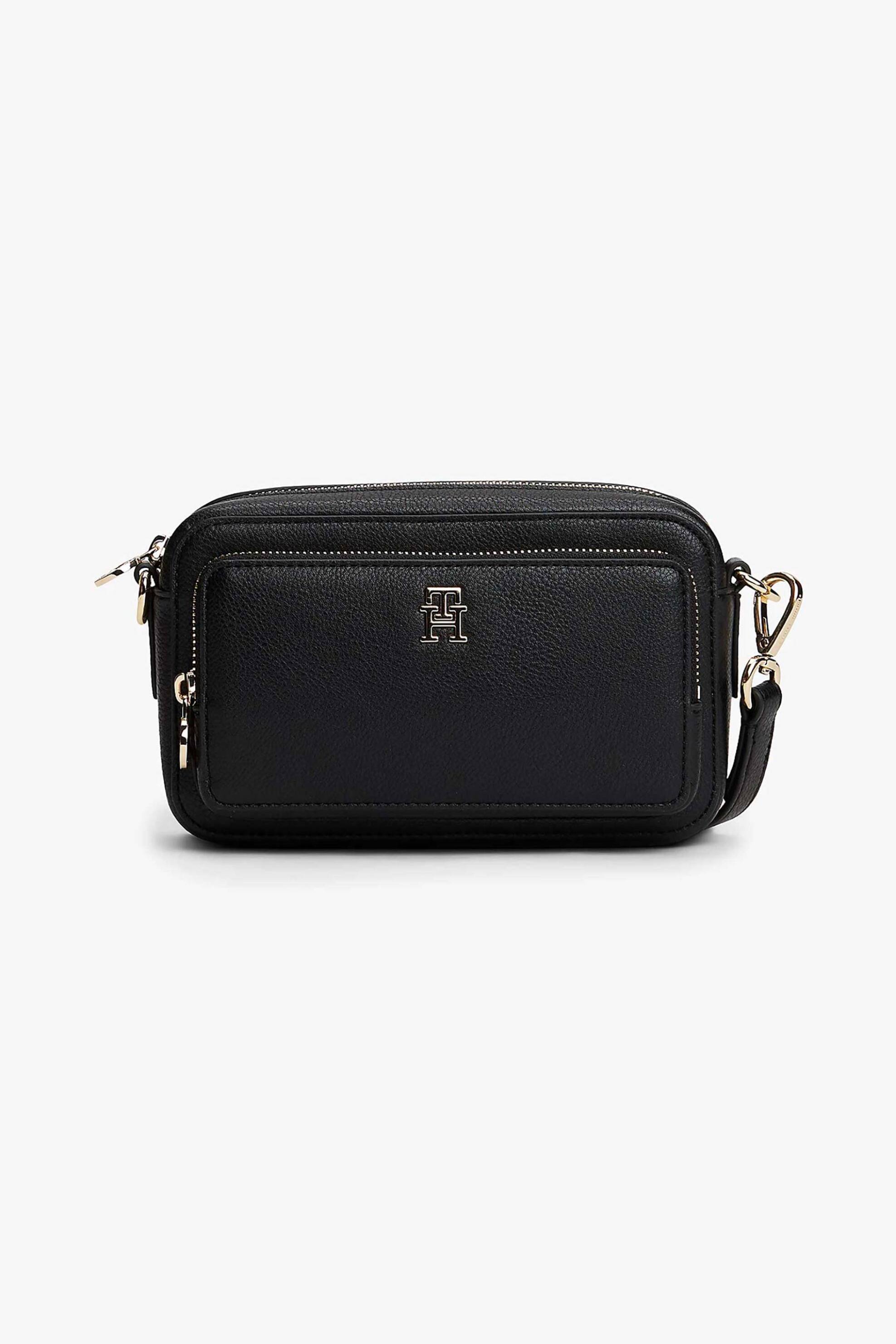 Tommy Hilfiger γυναικεία τσάντα crossbody με μεταλλικό monogram "Icon Camera Bag" - AW0AW18120 Μαύρο