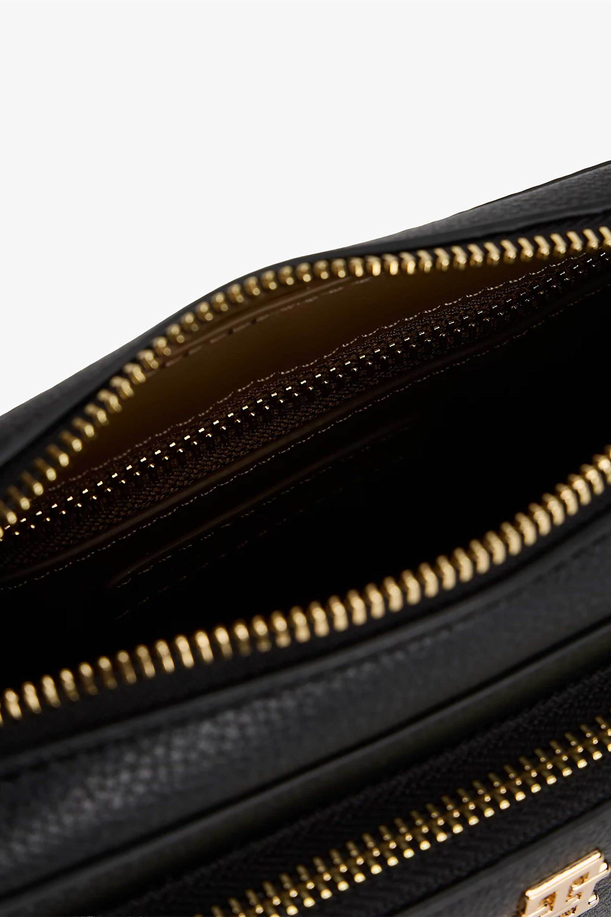 Tommy Hilfiger Γυναικεία Τσάντα Crossbody με Μεταλλικό Monogram Icon Camera Bag - Aw0Aw18120 Μαύρο