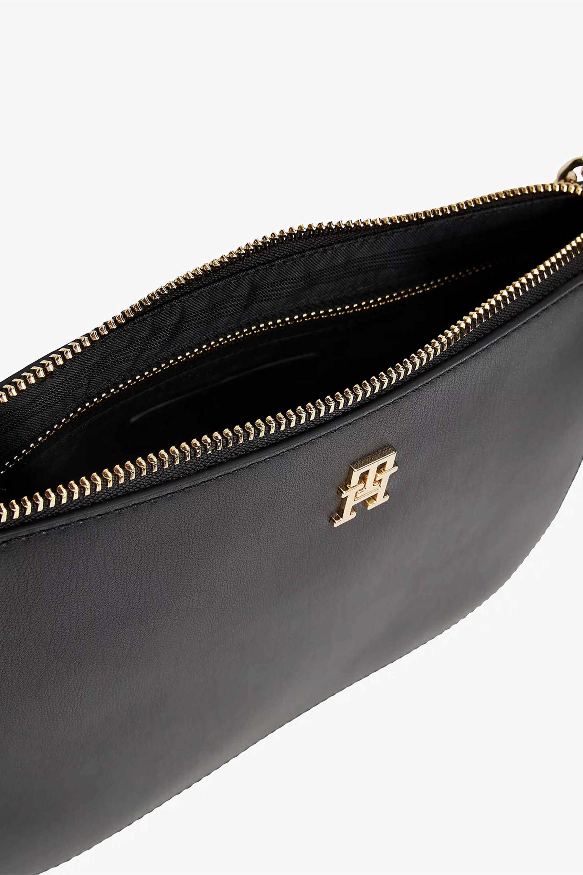 Tommy Hilfiger Γυναικείο Τσαντάκι Ώμου Crossbody με Αλυσίδα Και Μεταλλικό Μονόγραμμα Τη Glam - Aw0Aw18143 Μαύρο