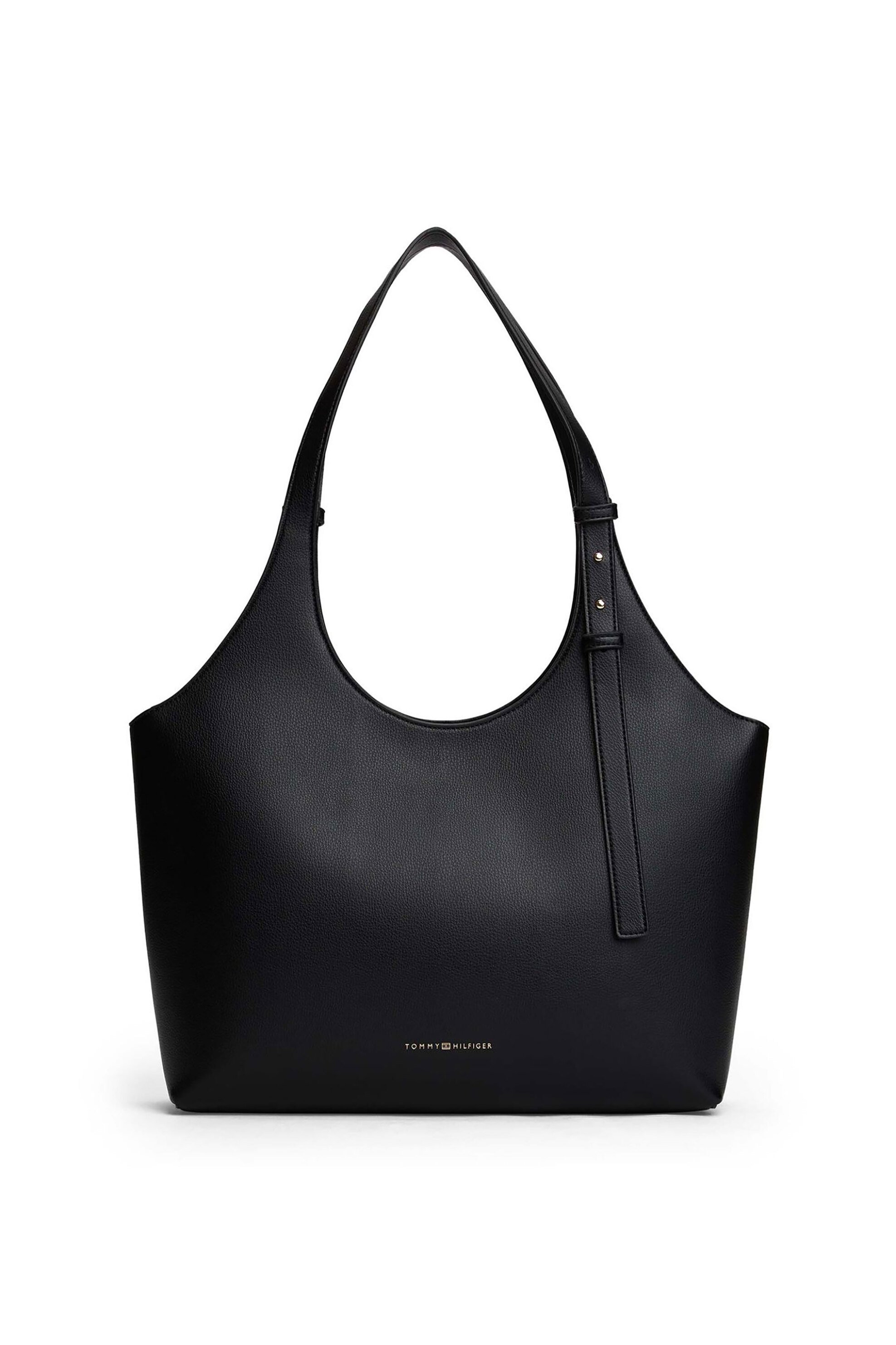 Tommy Hilfiger γυναικεία τσάντα tote με μεταλλικό λογότυπο "TH Logo" - AW0AW18232 Μαύρο