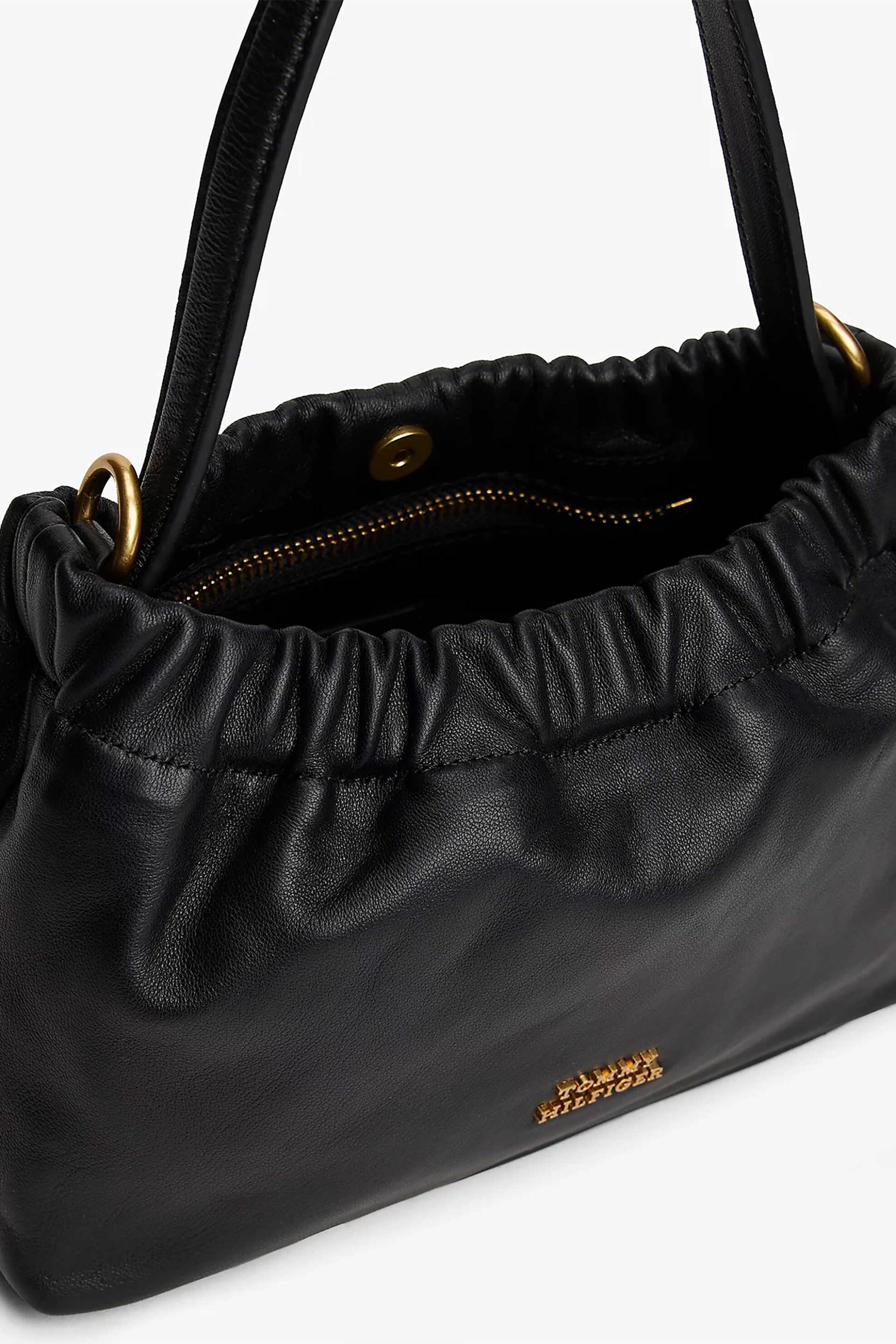 Tommy Hilfiger Γυναικείο Τσαντάκι Ώμου Crossbody με Αλυσίδα Και Μεταλλικό Λογότυπο - Aw0Aw18306 Μαύρο