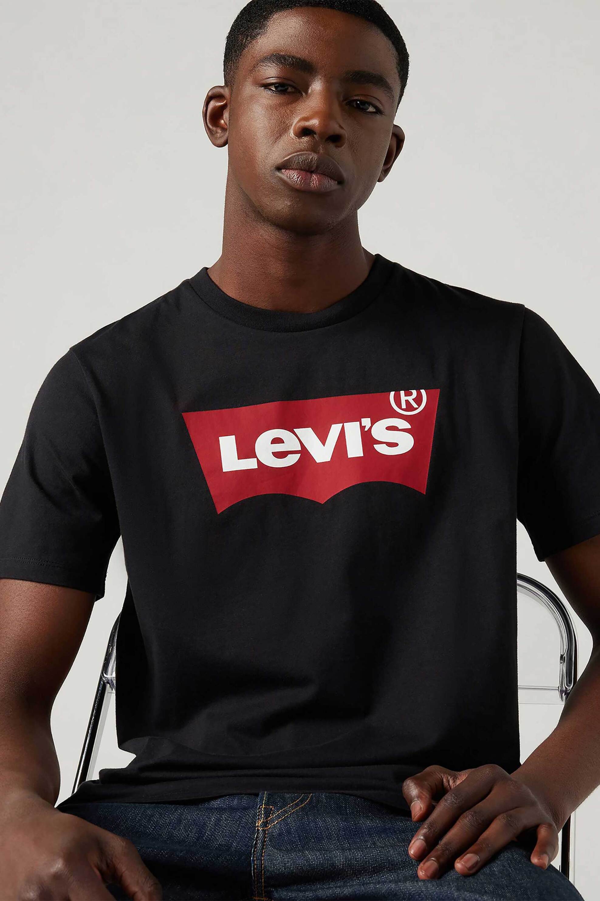 Levi's® ανδρικό T-shirt μονόχρωμο βαμβακερό με contrast logo print "Graphic Set-in" - 177830137 Μαύρο φωτογραφία