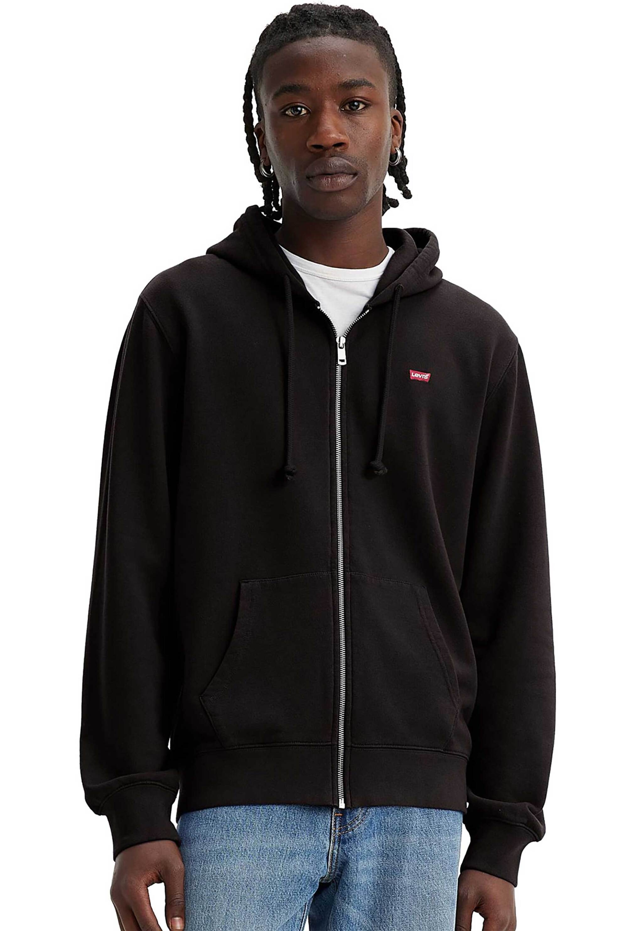 Levi's® ανδρική ζακέτα φούτερ με κουκούλα και λογότυπο Regular Fit - 345840016 Μπλε Σκούρο