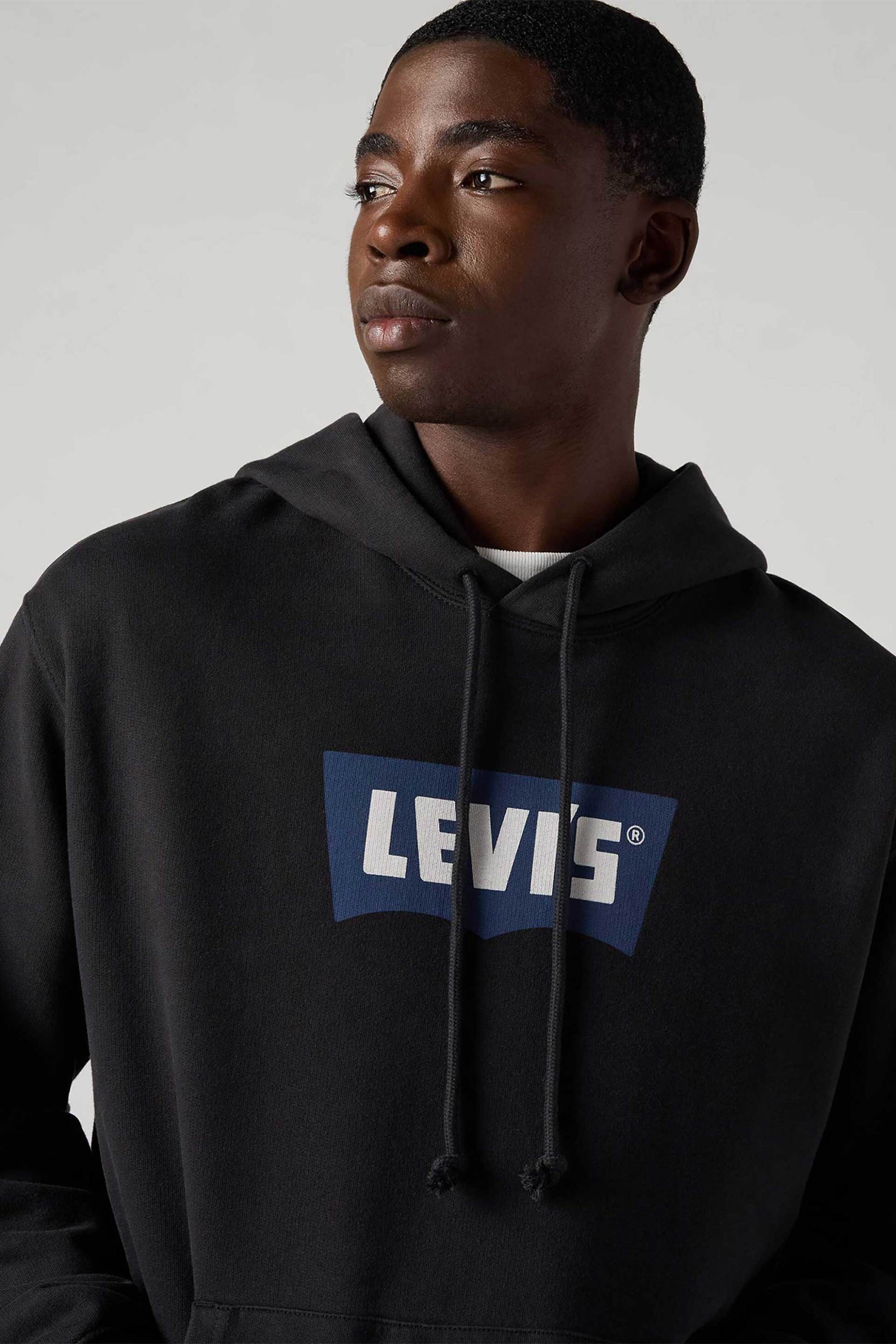 Levi's® ανδρική μπλούζα φούτερ με κουκούλα και σταμπωτό λογότυπο Relaxed Fit - A73860019 Μαύρο φωτογραφία