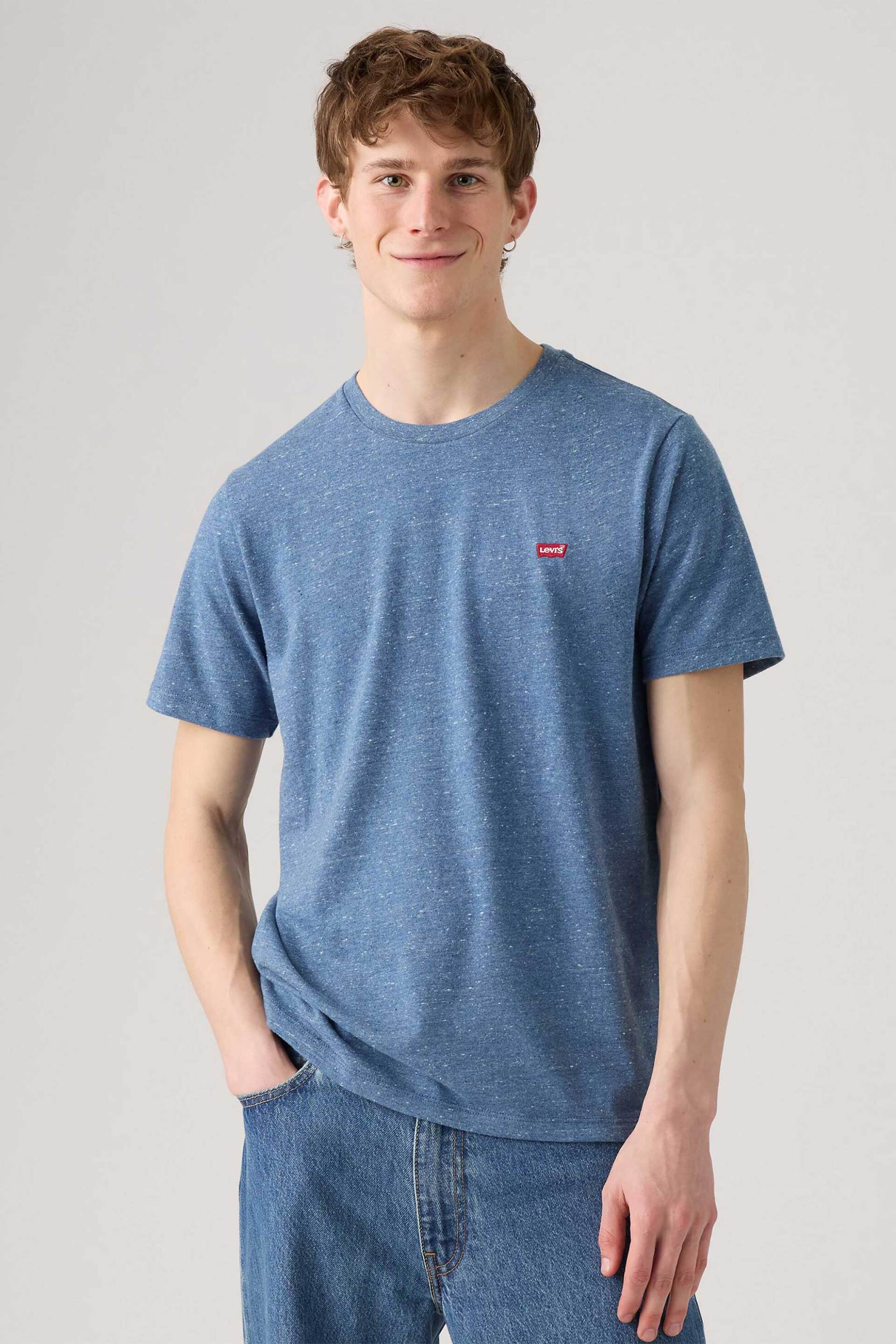 Levi's® ανδρικό T-shirt μονόχρωμο με λογότυπο στο στήθος Standrad Fit - 566050288 Μπλε Ανοιχτό