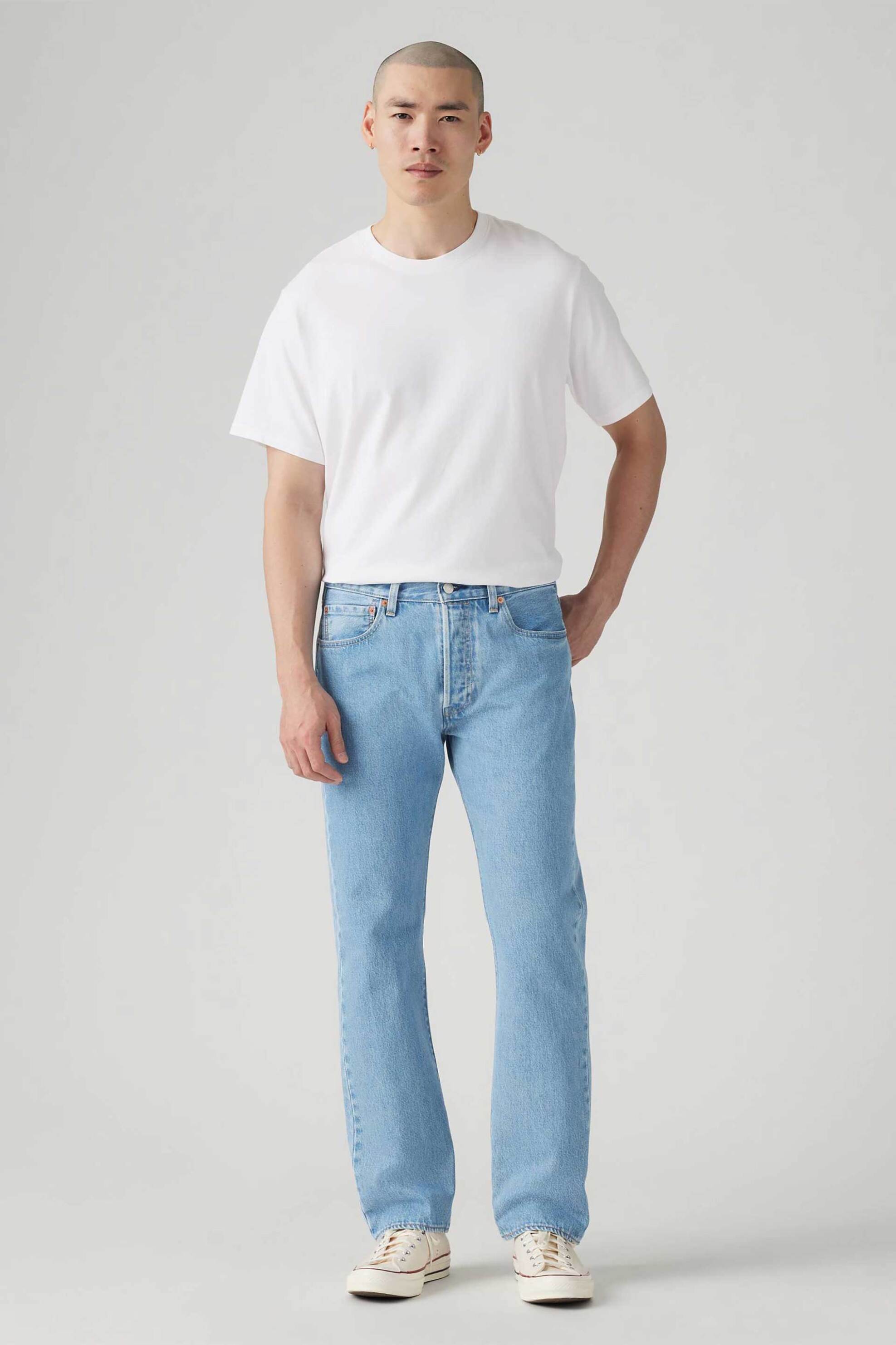 Levi's® ανδρικό τζιν παντελόνι πεντάτσεπο Straight Fit "501® Original" - 005013708 Denim Blue Ανοιχτό