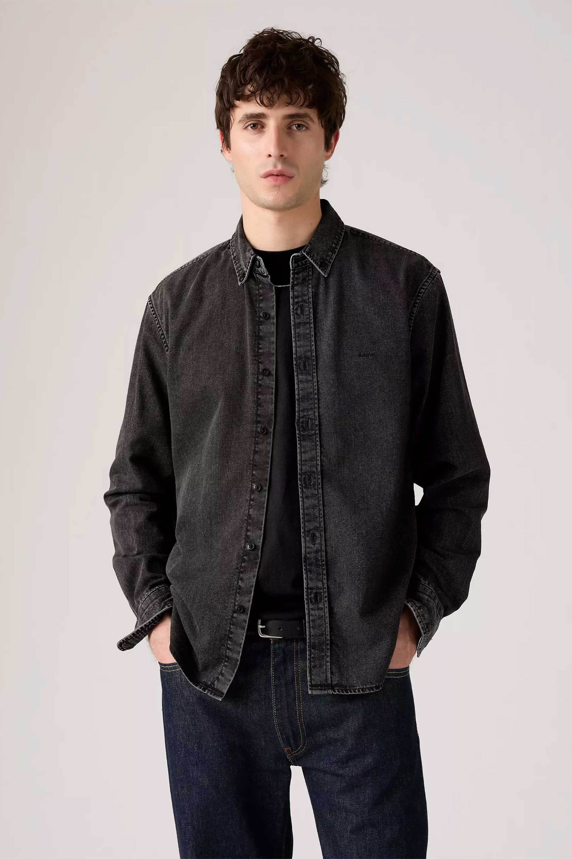 Levi's® ανδρικό denim πουκάμισο button down με λογότυπο Relaxed Fit "Authentic" - A72100038 Μαύρο