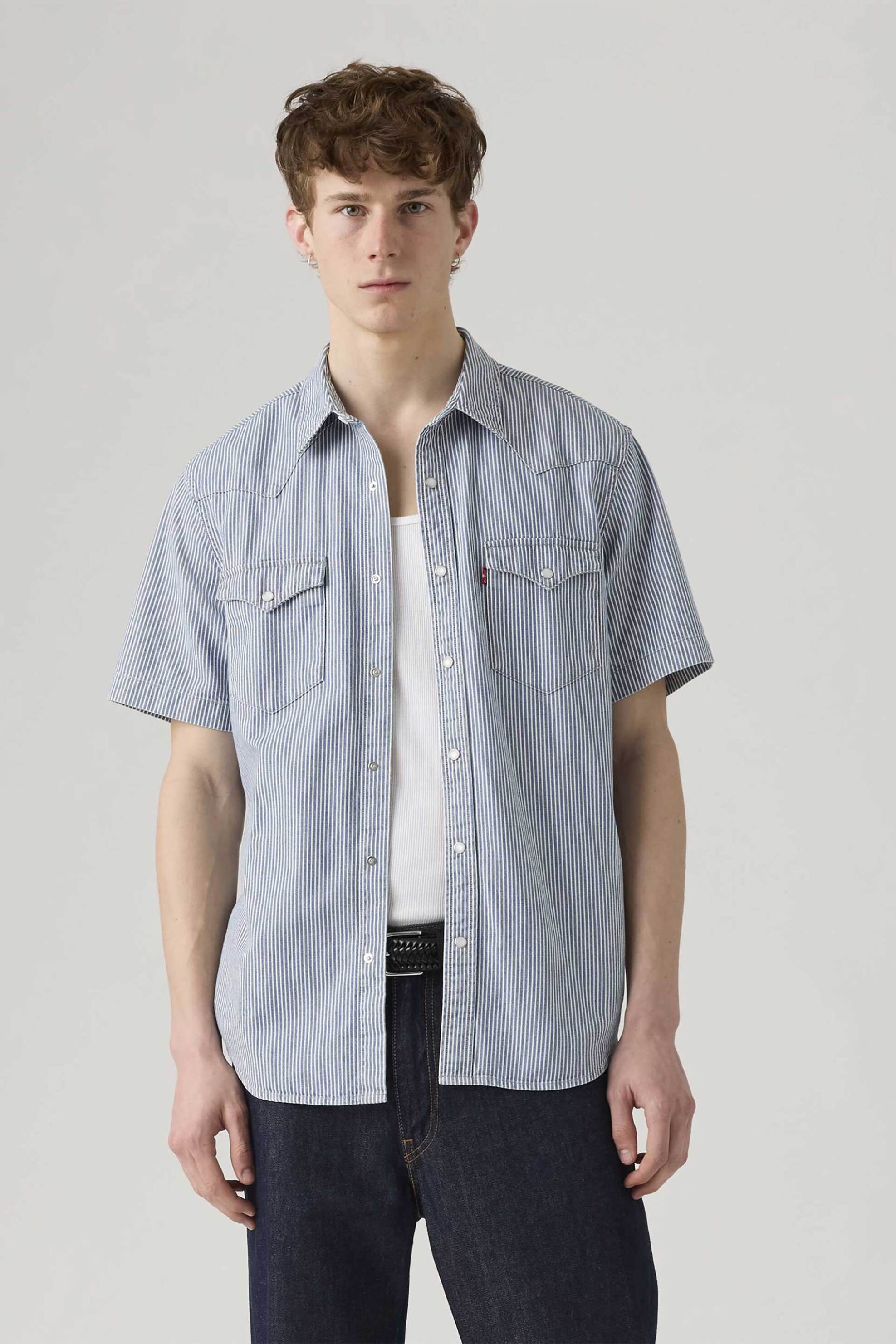 Levi's® ανδρικό denim πουκάμισο με ριγέ σχέδιο Standard Fit "Classic Western" - 866260016 Μπλε Σκούρο