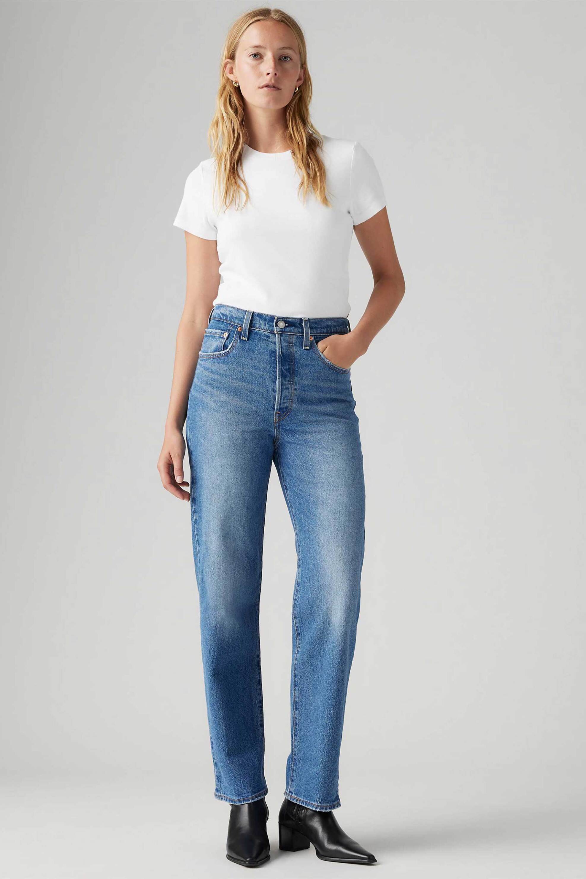 Levi's® γυναικείο τζιν σε ίσια γραμμή "Ribcage Straight Ankle" - 726930177 Denim Blue