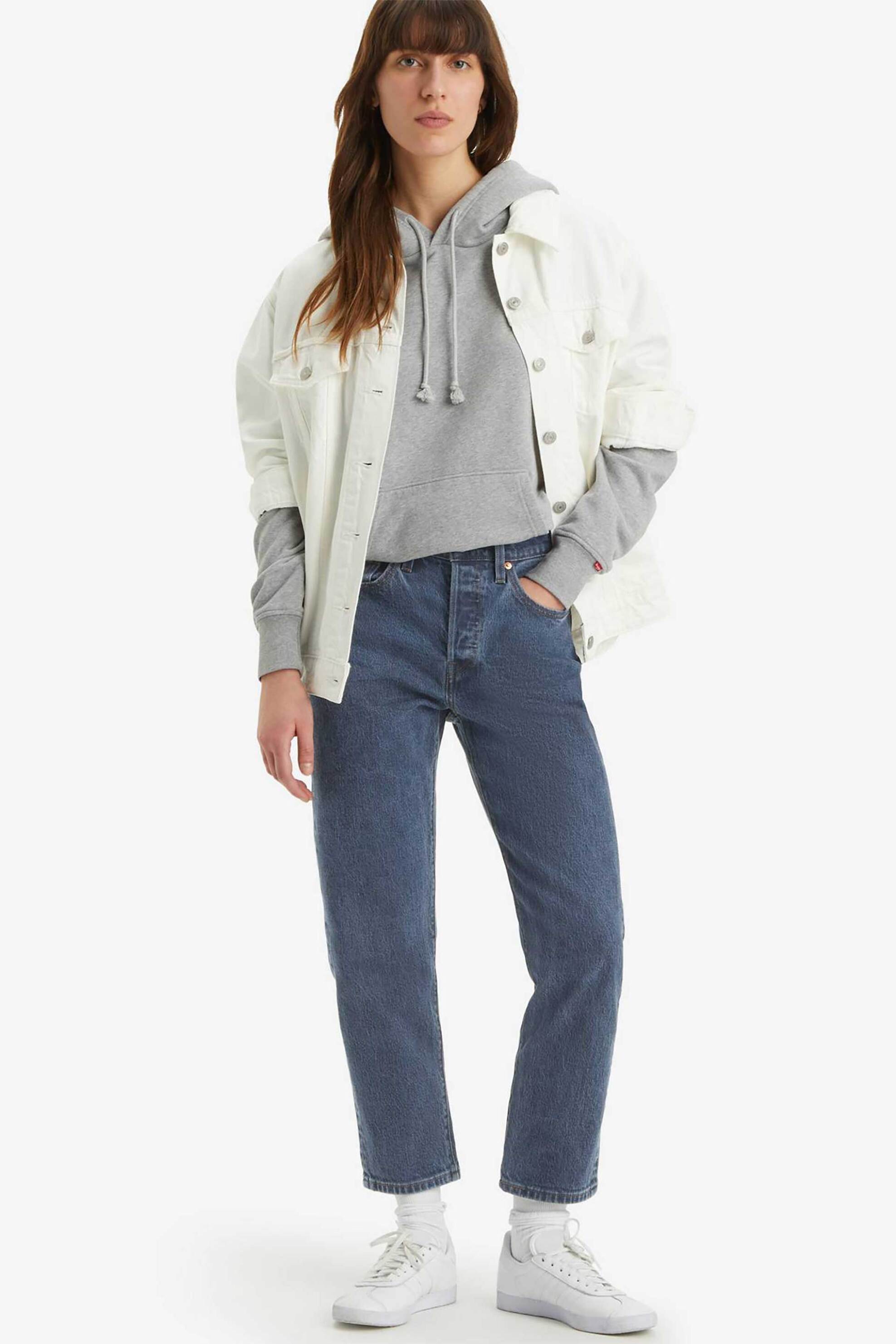 Levi's® γυναικείο τζιν παντελόνι ψηλόμεσο πεντάτσεπο cropped "501" - 362000332 Denim Blue
