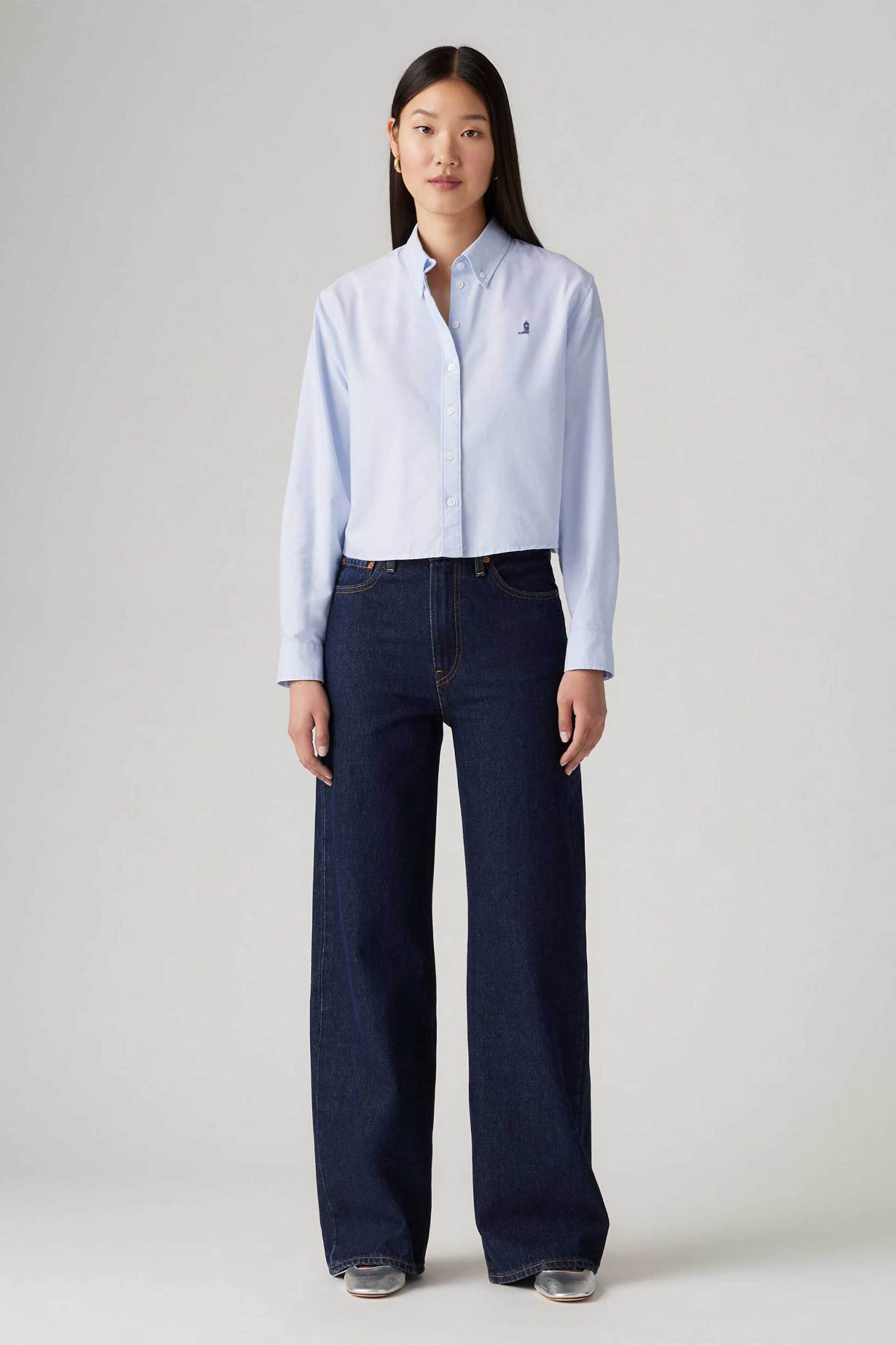 LEVI'S Levi's® γυναικείο τζιν παντελόνι ψηλόμεσο πεντάτσεπο Wide Leg "Ribcage" - A60810019 Denim Blue Σκούρο