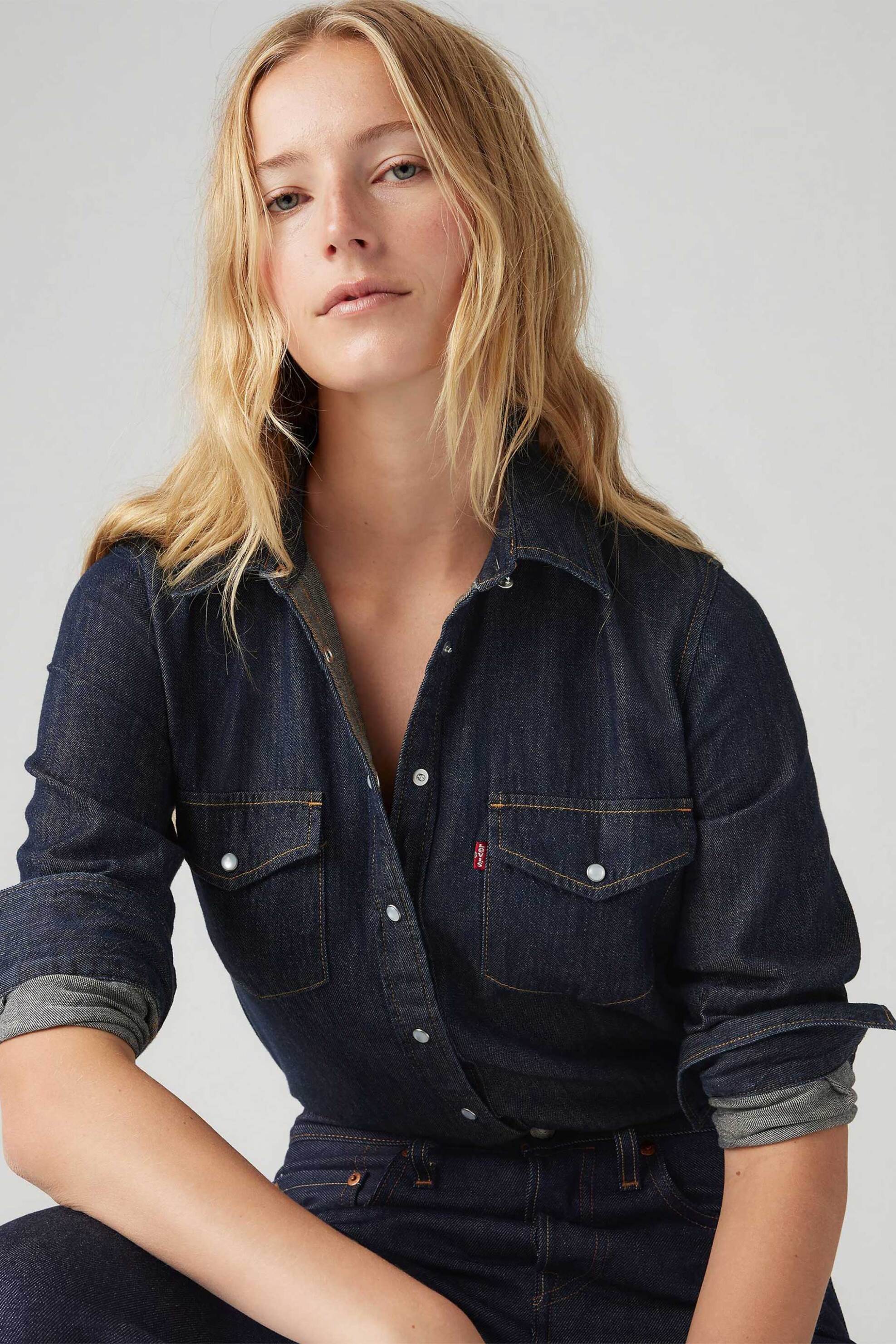 Levi's® γυναικείο denim πουκάμισο Standard Fit "Western" - 167860101 Denim Blue Σκούρο φωτογραφία