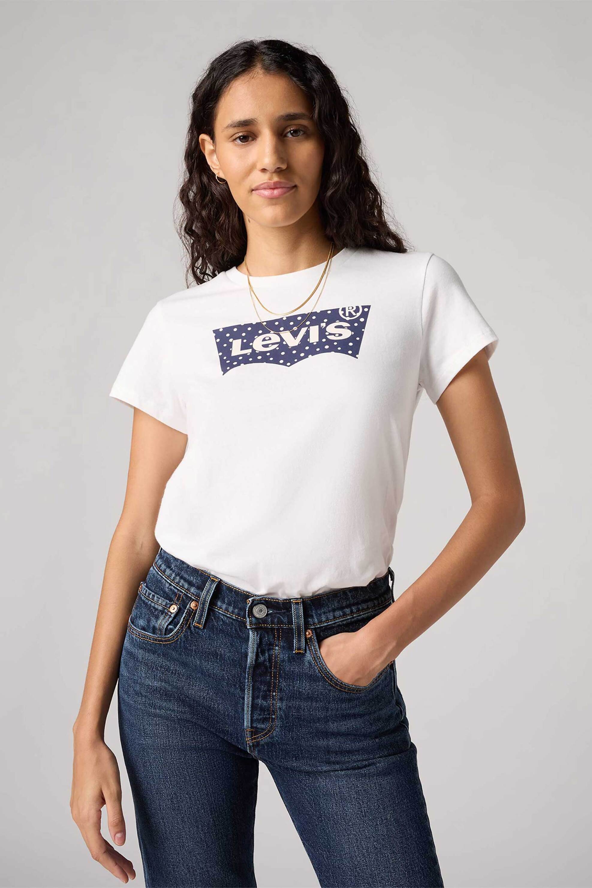 LEVI'S Levi's® γυναικείο T-shirt με graphic logo print Standard Fit "The Perfect Tee" - 173692943 Λευκό