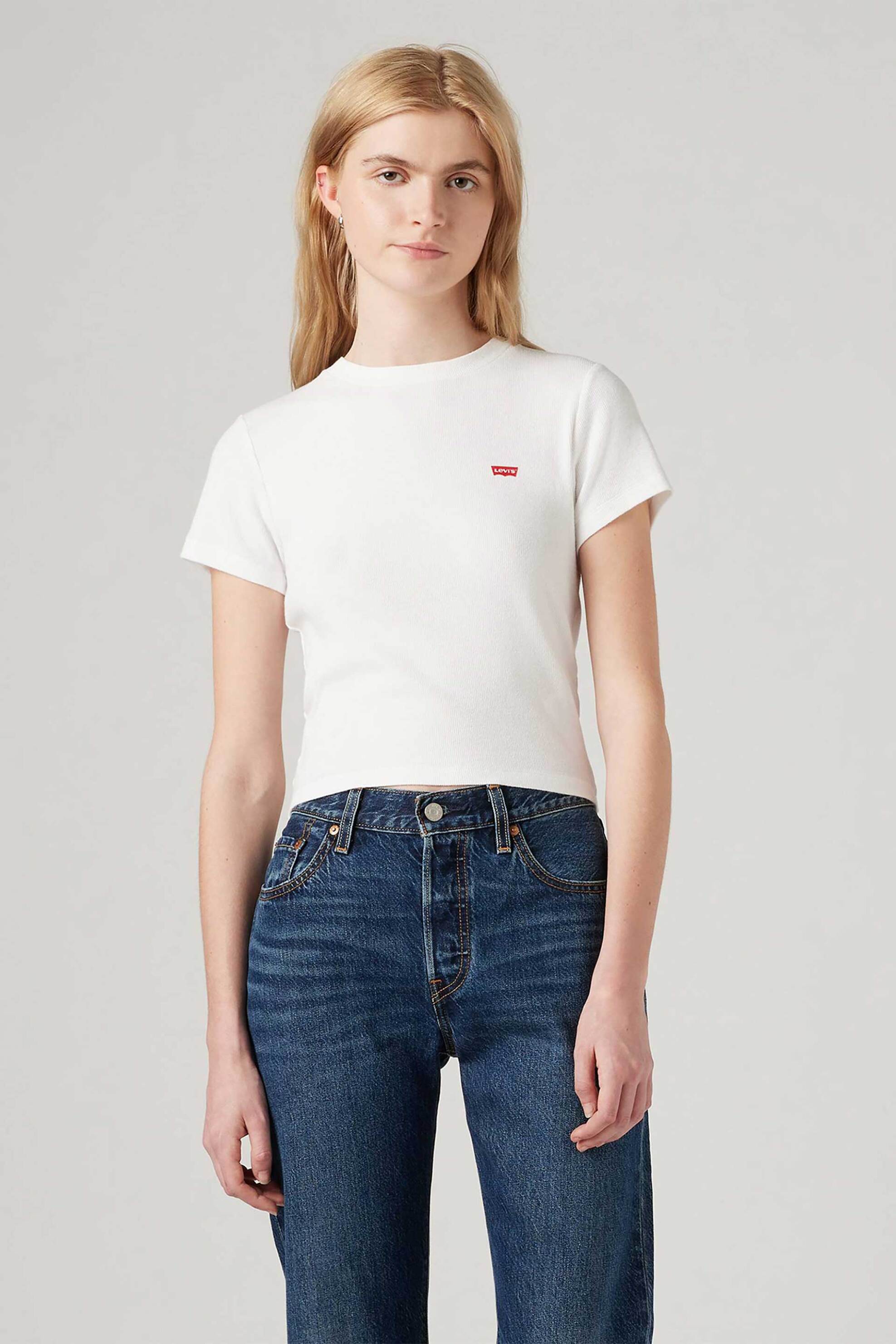 LEVI'S Levi's® γυναικείο T-shirt cropped με λογότυπο Slim Fit "Essential Sporty" - A74190013 Λευκό - 2