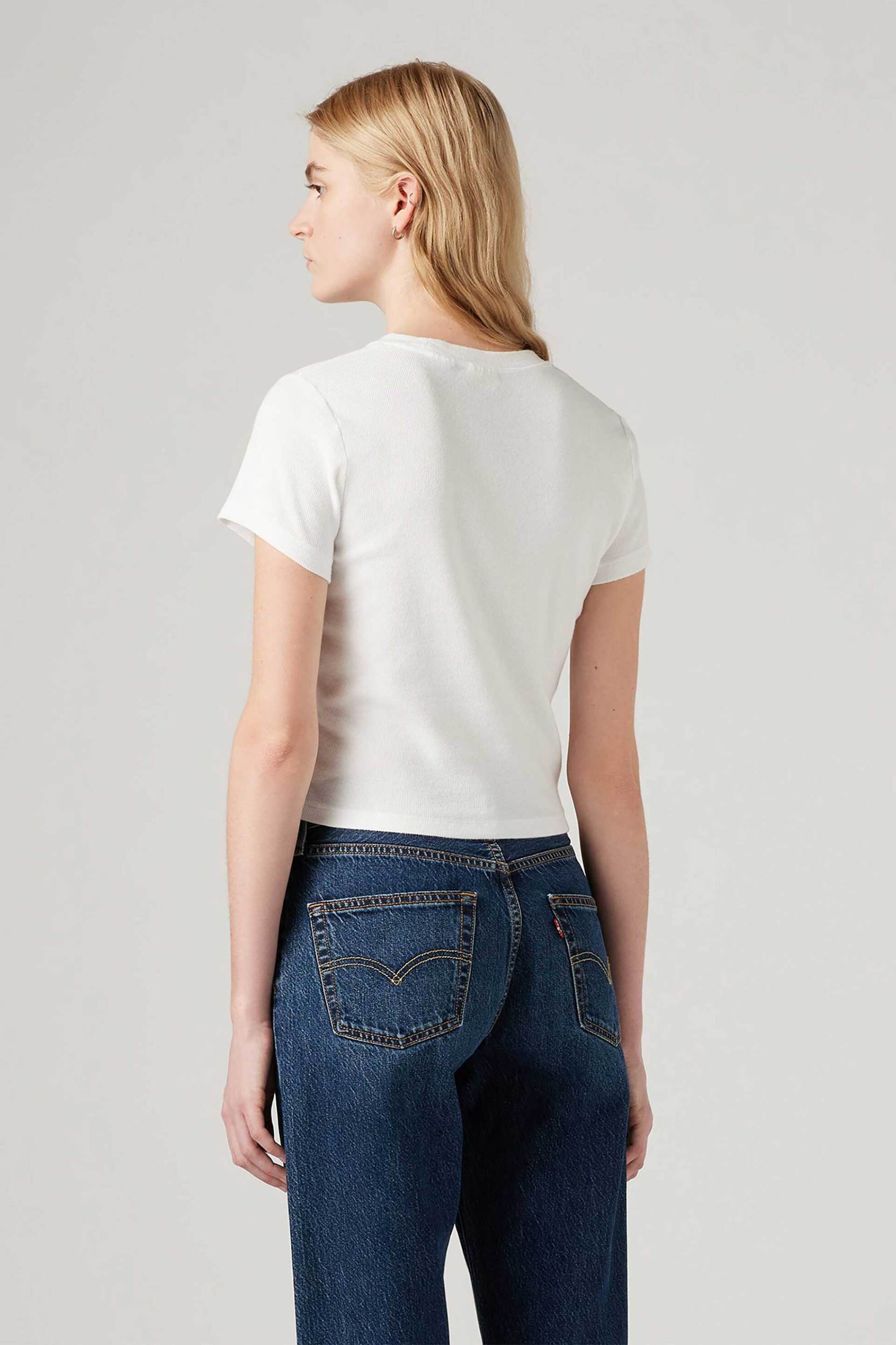LEVI'S Levi's® γυναικείο T-shirt cropped με λογότυπο Slim Fit "Essential Sporty" - A74190013 Λευκό - 3