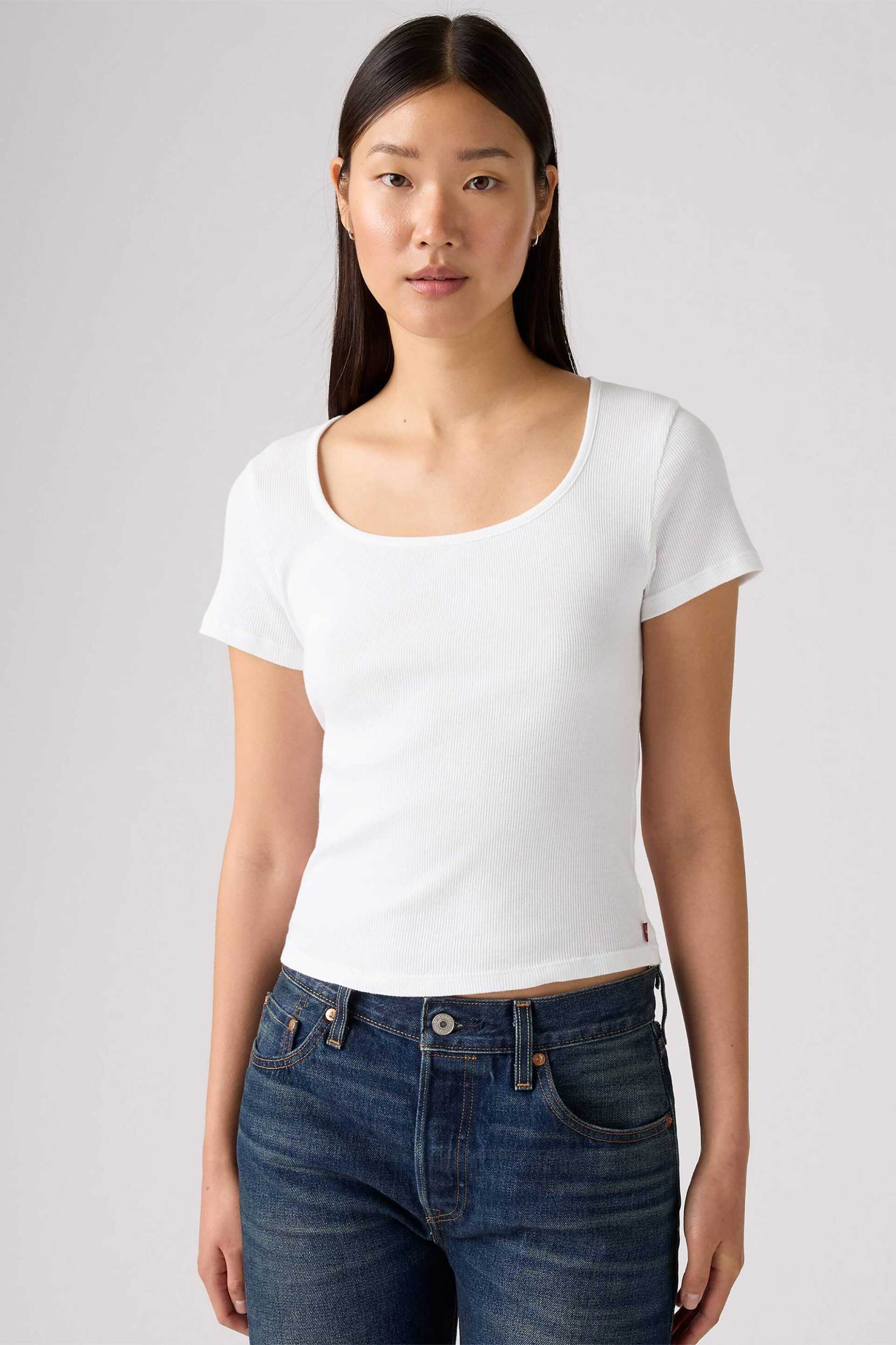 Levi's® γυναικείο T-shirt cropped με ribbed ύφανση Slim Fit