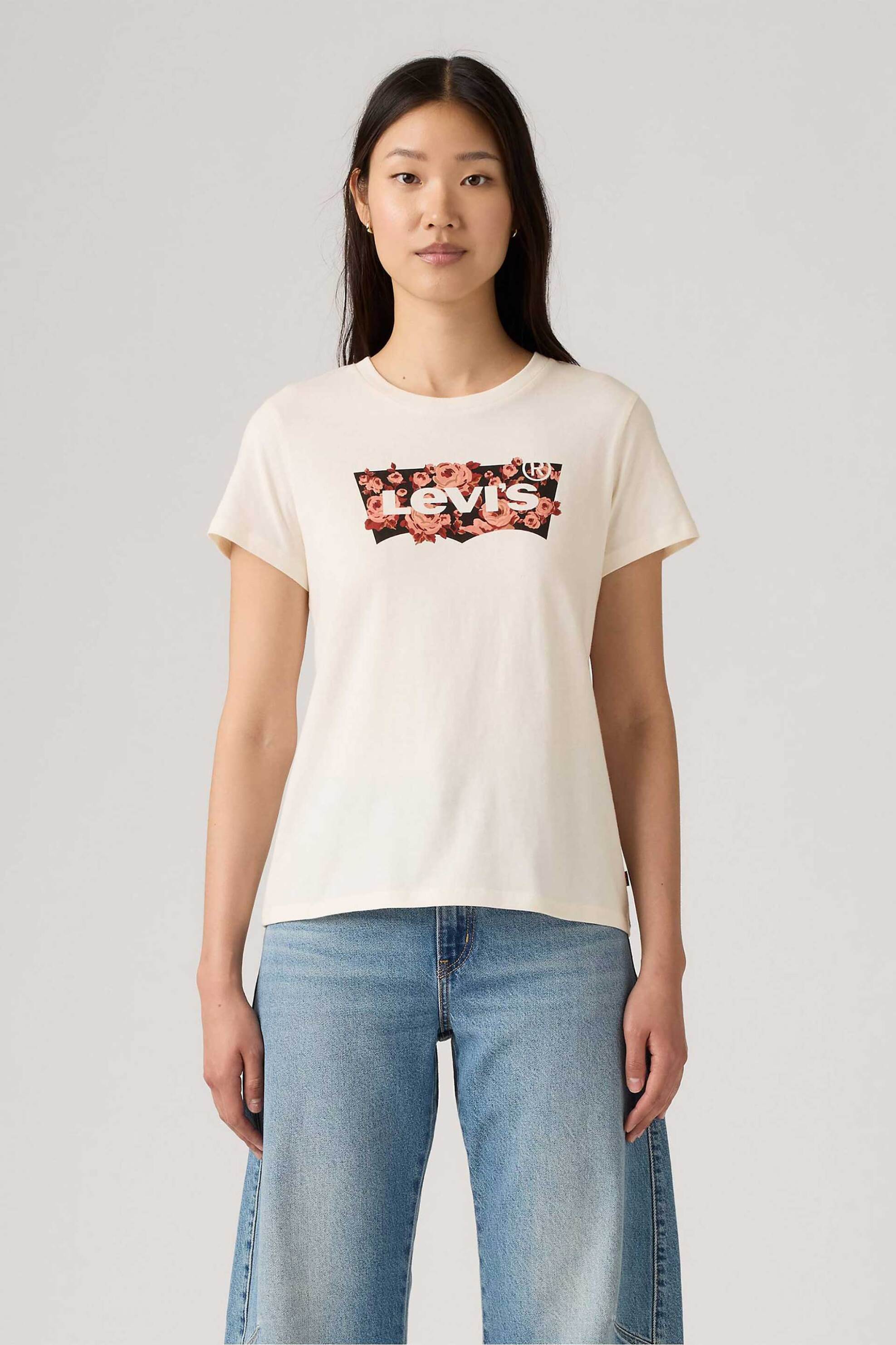 Levi's® γυναικείο T-shirt μονόχρωμο "Perfect Tee" - 173693189 Εκρού