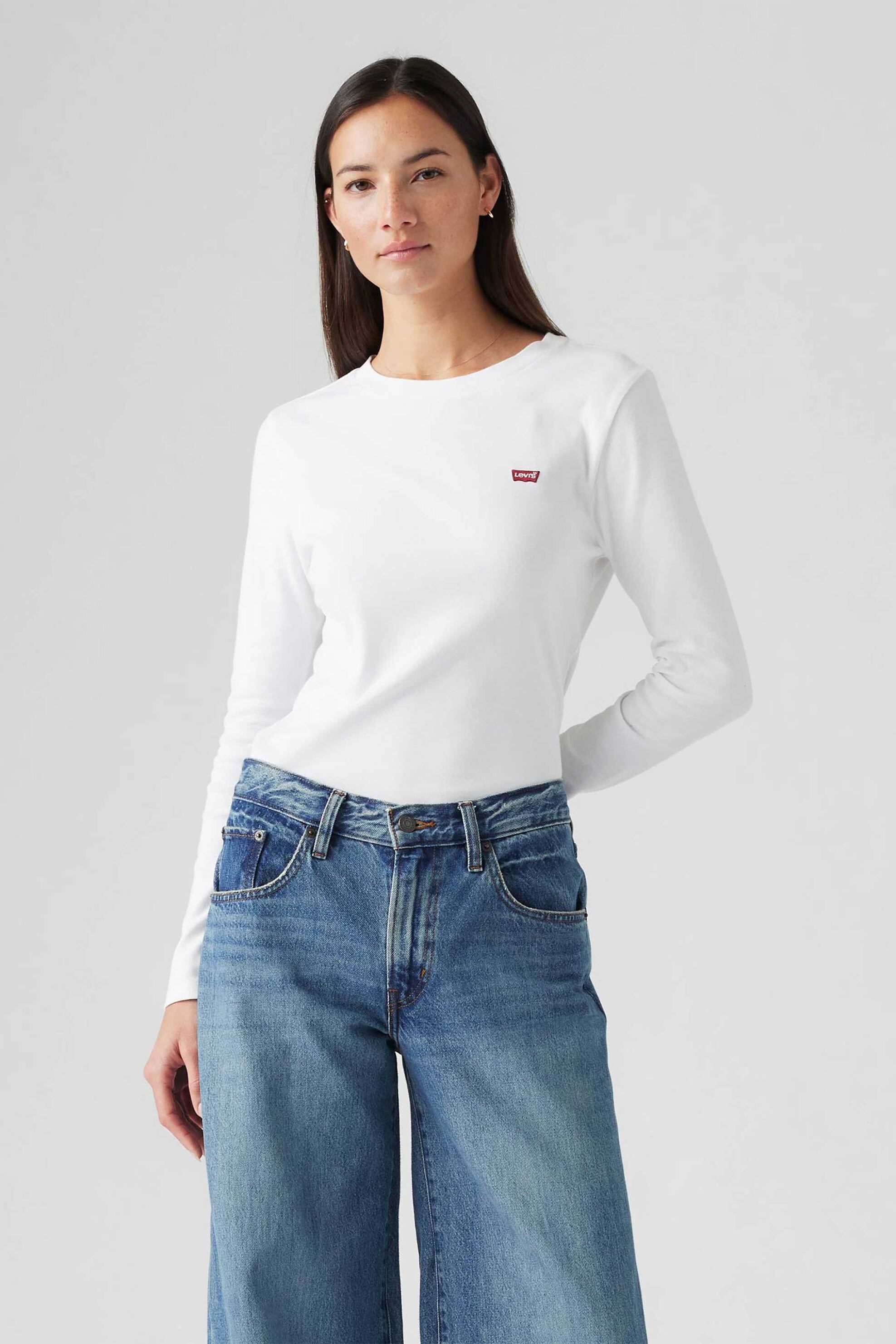 Levi's® γυναικεία μπλούζα μονόχρωμη με λογότυπο Regular Fit - 000KL0000 Λευκό