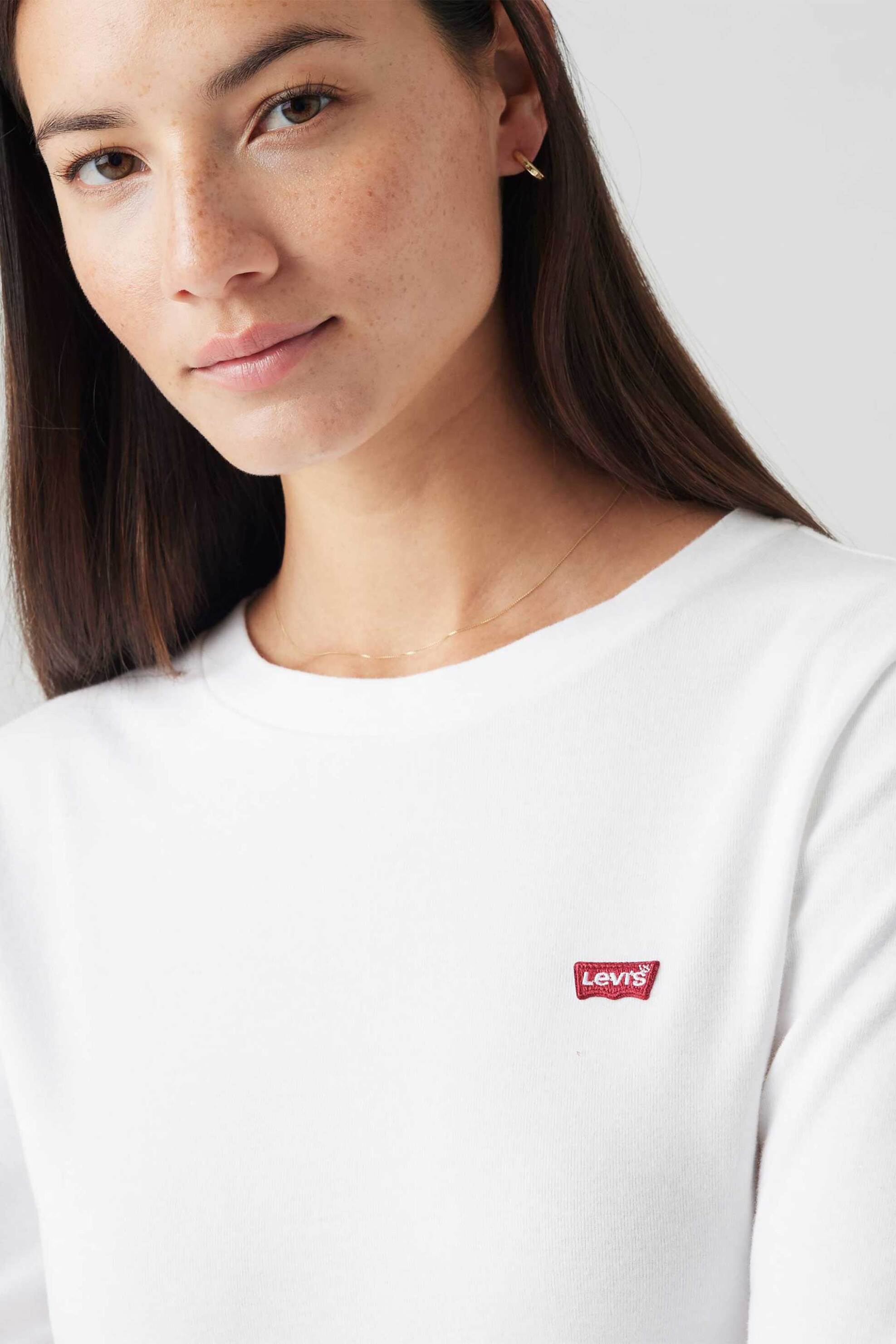 Levi's® γυναικεία μπλούζα μονόχρωμη με λογότυπο Regular Fit - 000KL0000 Λευκό