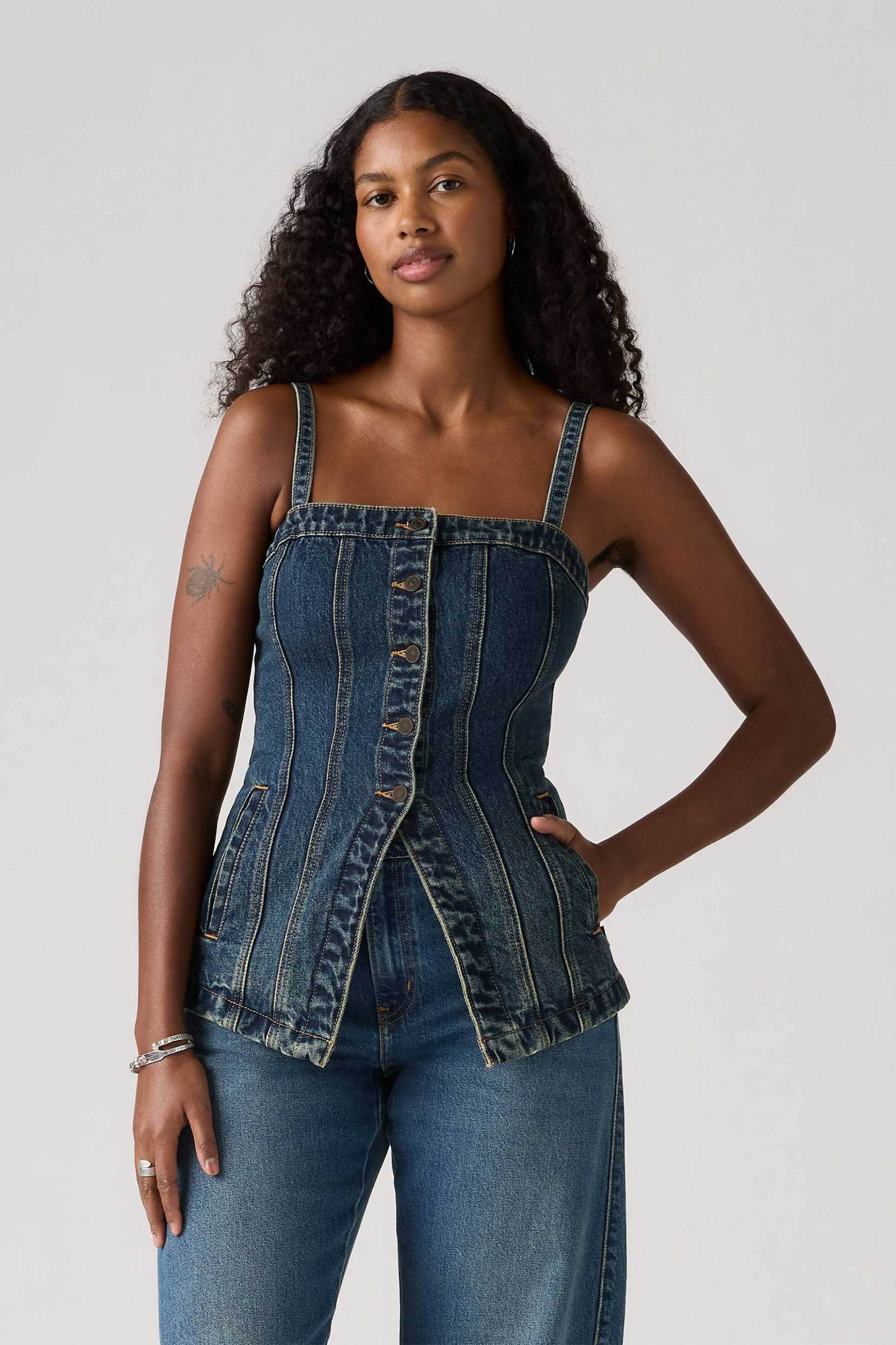 Levi's® γυναικείο αμάνικο denim τοπ Slim Fit "Tailored Bustier" - 003Z50001 Denim Blue
