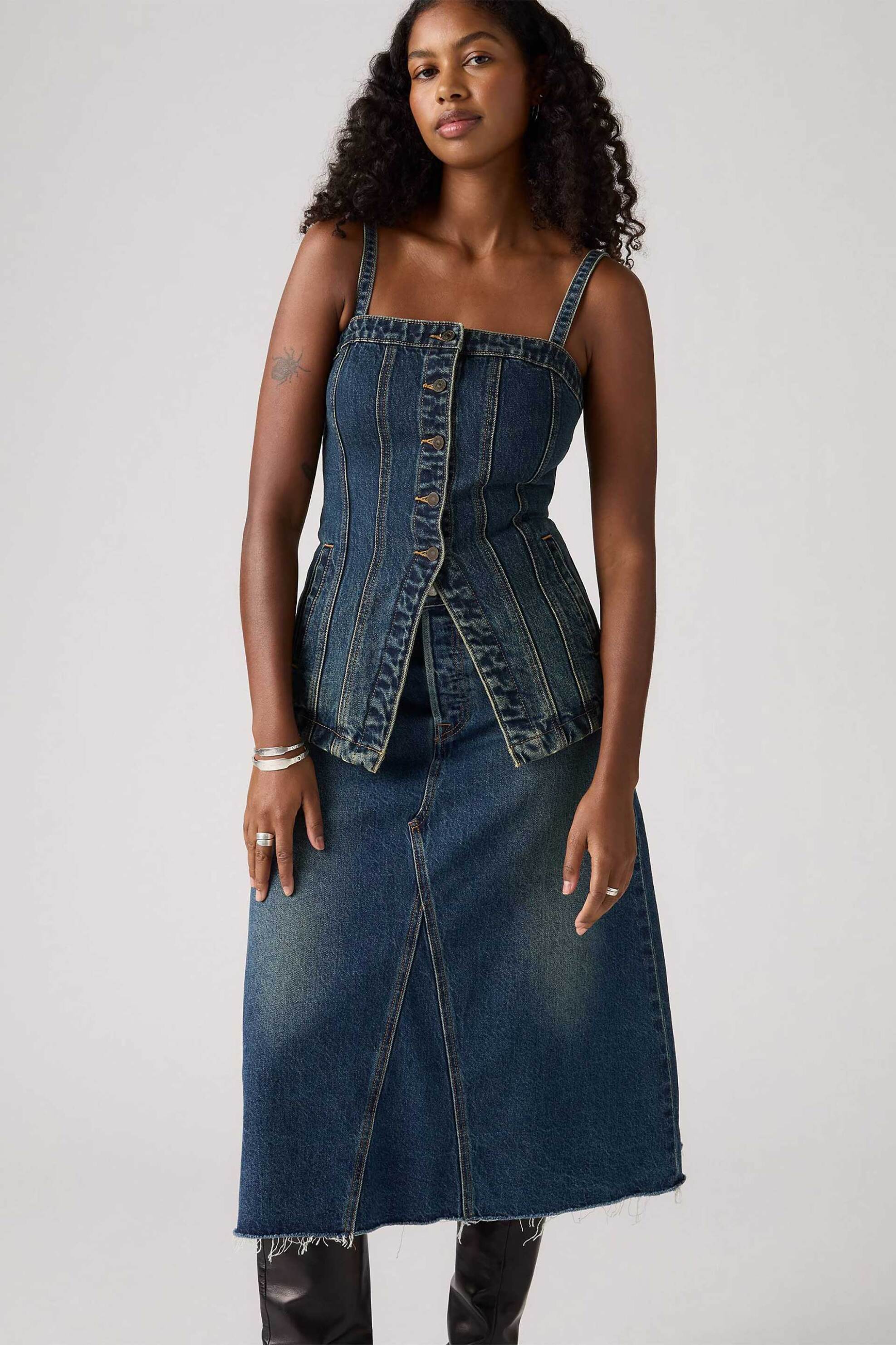 LEVI'S Levi's® γυναικείο αμάνικο denim τοπ Slim Fit "Tailored Bustier" - 003Z50001 Denim Blue - 2