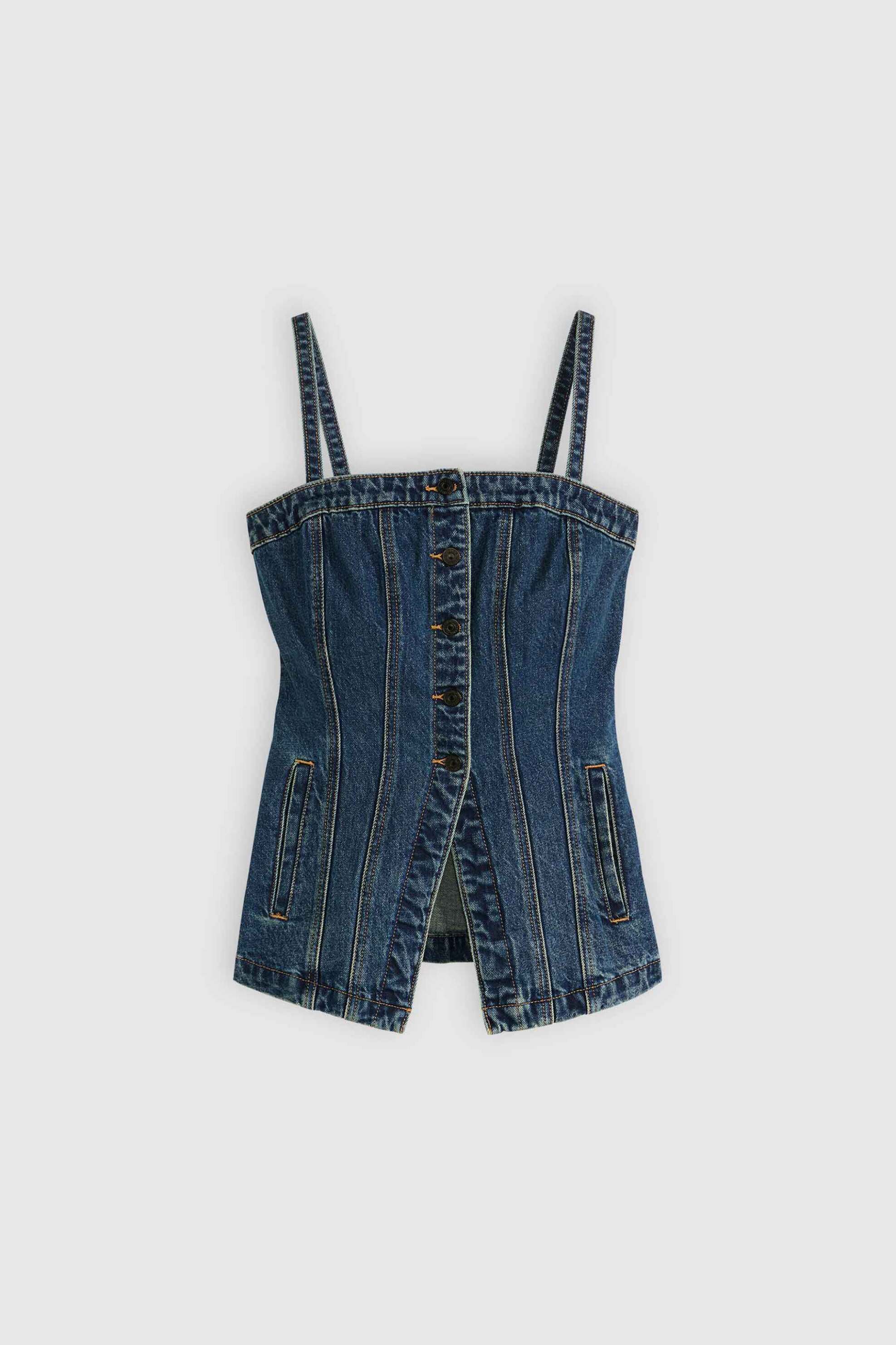 LEVI'S Levi's® γυναικείο αμάνικο denim τοπ Slim Fit "Tailored Bustier" - 003Z50001 Denim Blue - 4