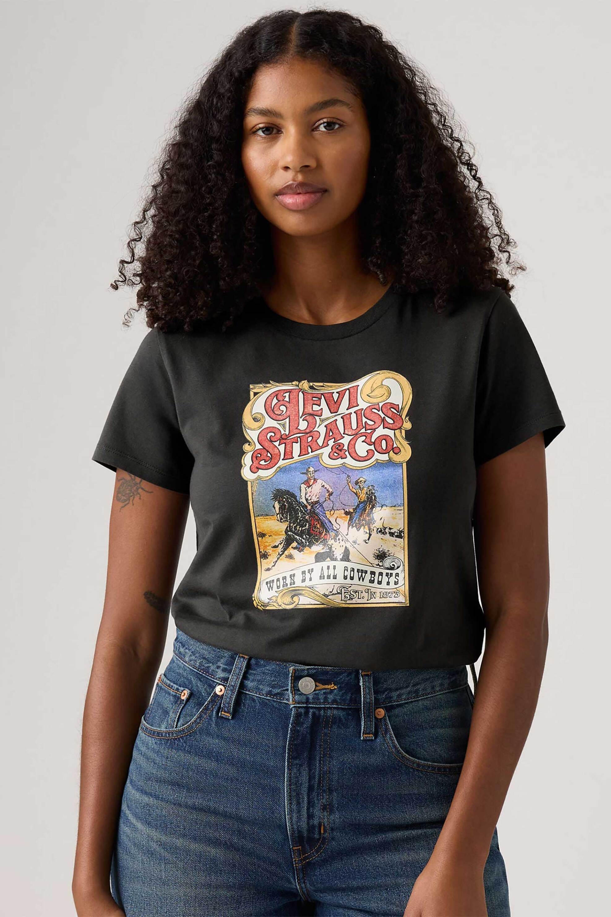 Levi's® γυναικείο T-shirt με print "Perfect Tee" - 173693309 Μαύρο