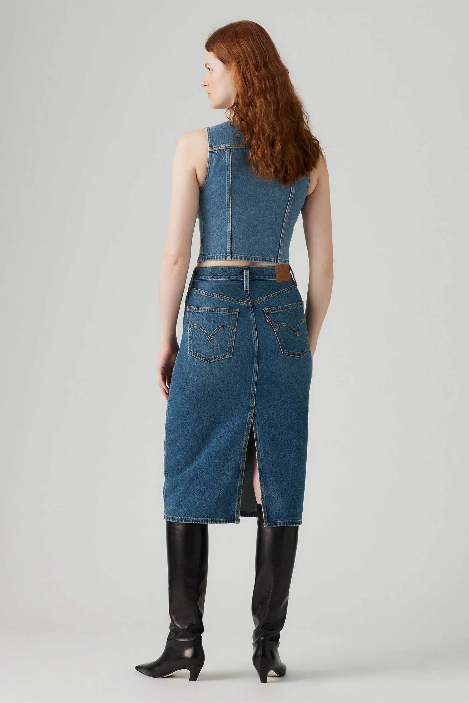 Levi's® γυναικεία midi φούστα denim ψηλόμεση πεντάτσεπη Slim Fit - 001VH0006 Denim Blue φωτογραφία