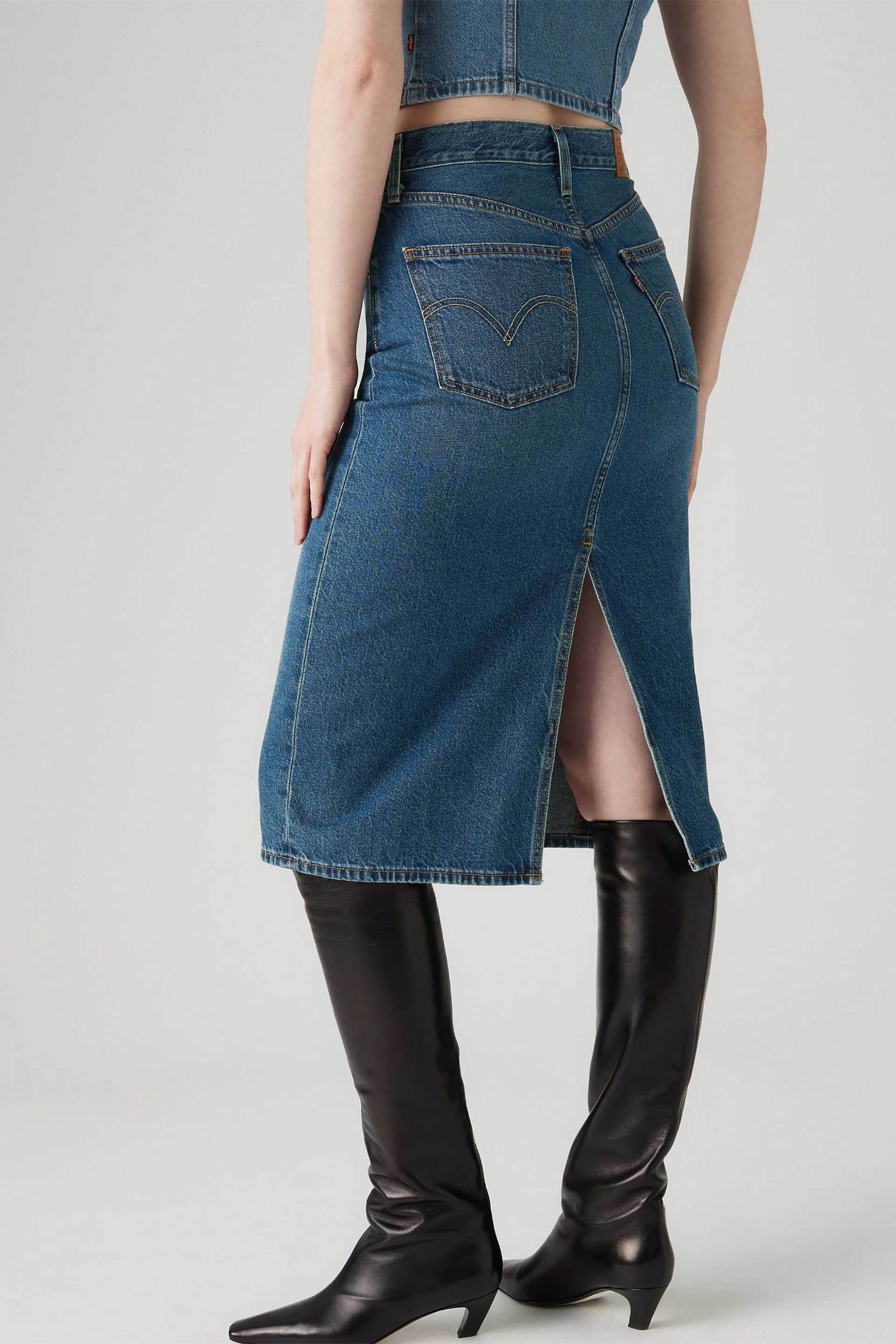 Levi's® γυναικεία midi φούστα denim ψηλόμεση πεντάτσεπη Slim Fit - 001VH0006 Denim Blue φωτογραφία